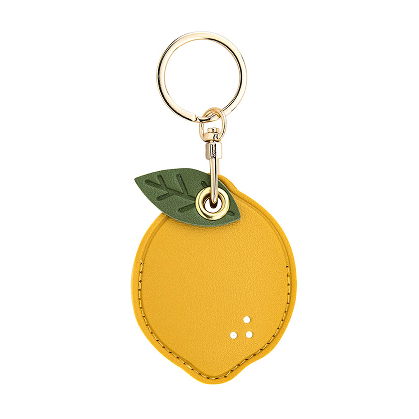 Premium Leather AirTag Keychain Holder - NeBuRing Apple AirTag Case Cover with Key Ring (Compatible with New Apple AirTags) - Lemon Yellow | Perfect for Keys, Wallets & Luggage Tracking