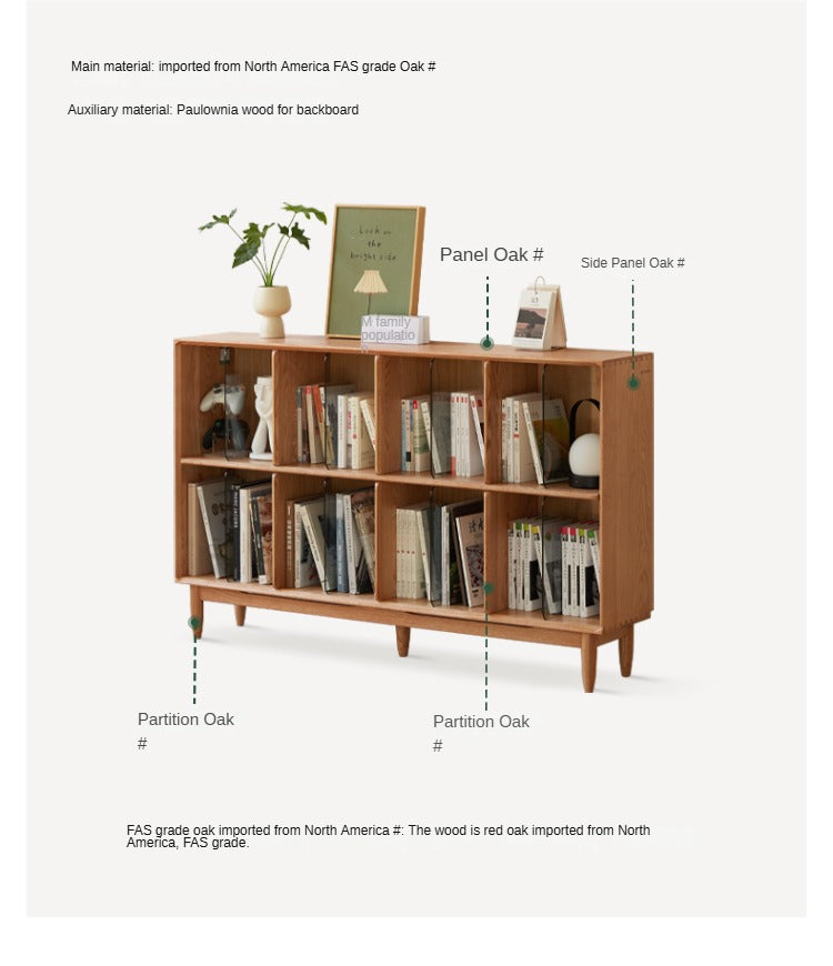 Oak Solid Wood Integrated Display Bookcase - Elegant Bookshelf for Home & Office Storage | Perfect for Living Room, Study, and Library Organization