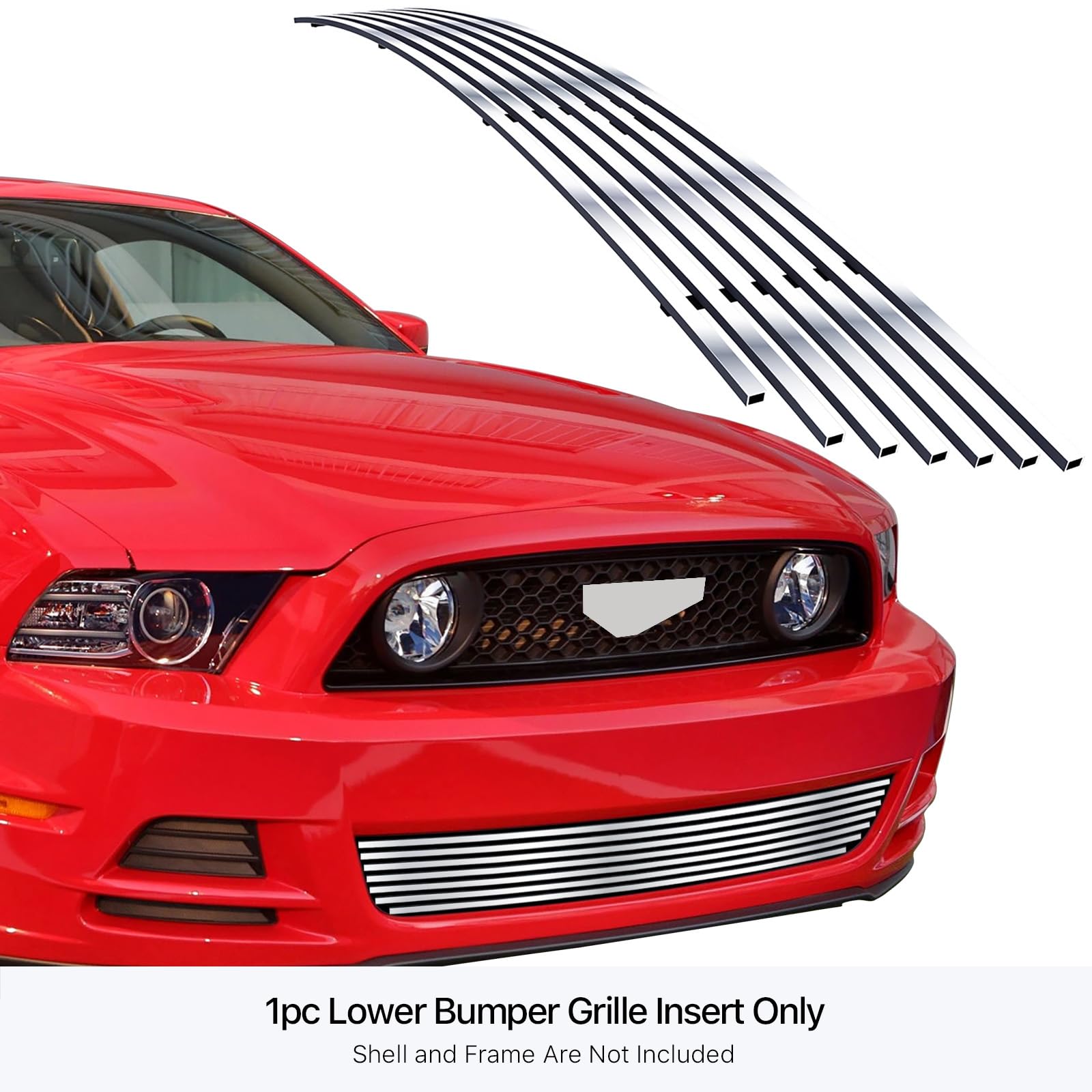 APS Compatible with Ford Mustang GT 2013-2014 Lower Bumper Chrome Billet Front Grille Insert F65926A - Upgrade Your Mustang's Style for Car Shows & Daily Driving