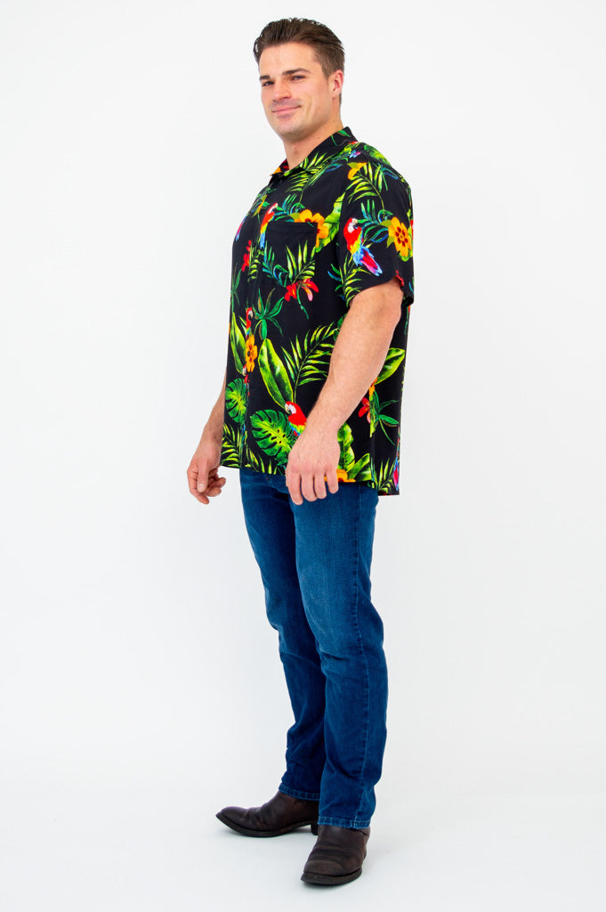 Dinosaur Print T-Shirt for Men & Women | Parrot Design | Eco-Friendly Woven Bamboo Fabric | Casual Wear & Outdoor Activities