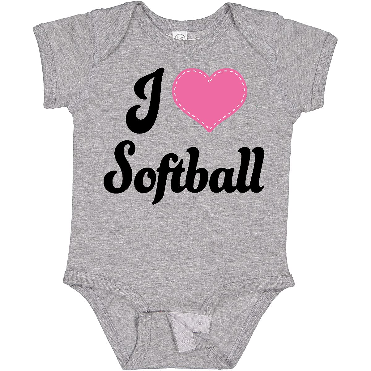 Inktastic I Love Softball Girls Sports Baby Bodysuit - Cute Softball Outfit for Toddler Girls, 100% Cotton Infant Onesie - Perfect for Game Day, Team Spirit & Sports Fan Gifts