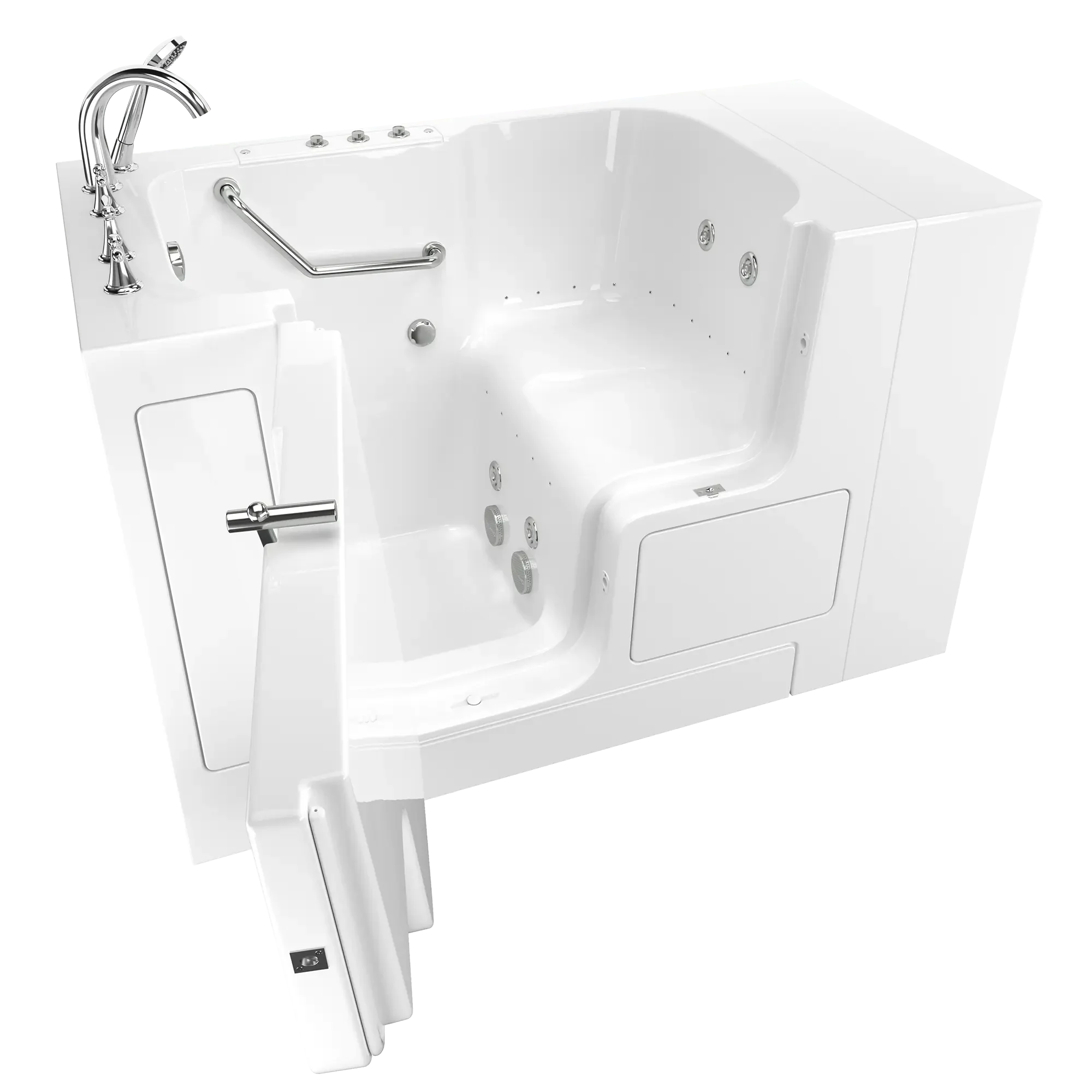 32 x 52 Inch Gelcoat Walk-In Bathtub with Air Spa & Whirlpool System - Left Hand Drain & Faucet - Ideal for Elderly & Mobility Support - Perfect for Home Bathroom Safety & Relaxation