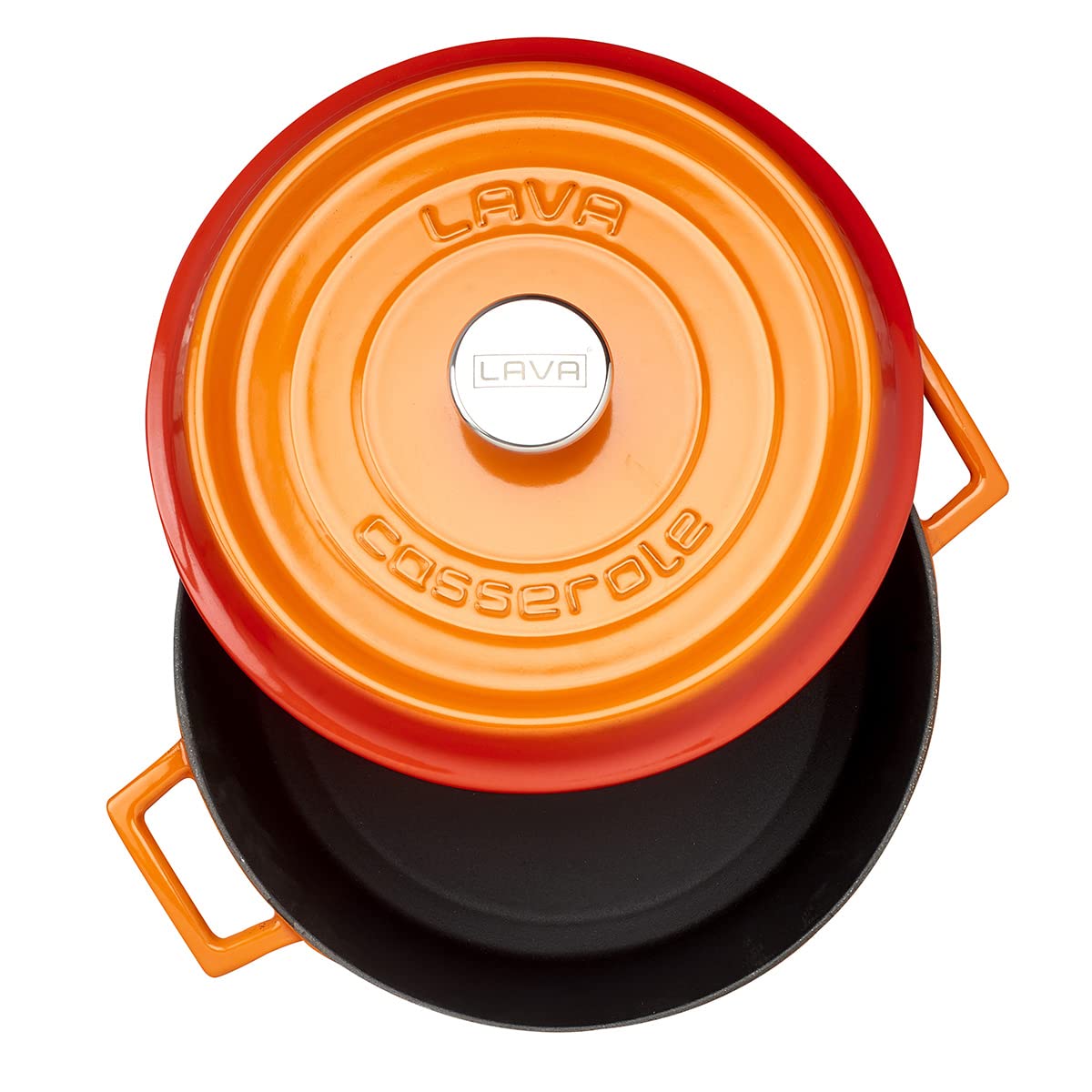 Lava Signature Enameled Cast Iron Round Dutch Oven 7 Quart - Orange Spice Color, Heavy Duty Cookware for Baking, Roasting & Slow Cooking - Perfect for Soups, Stews, Bread & Casseroles