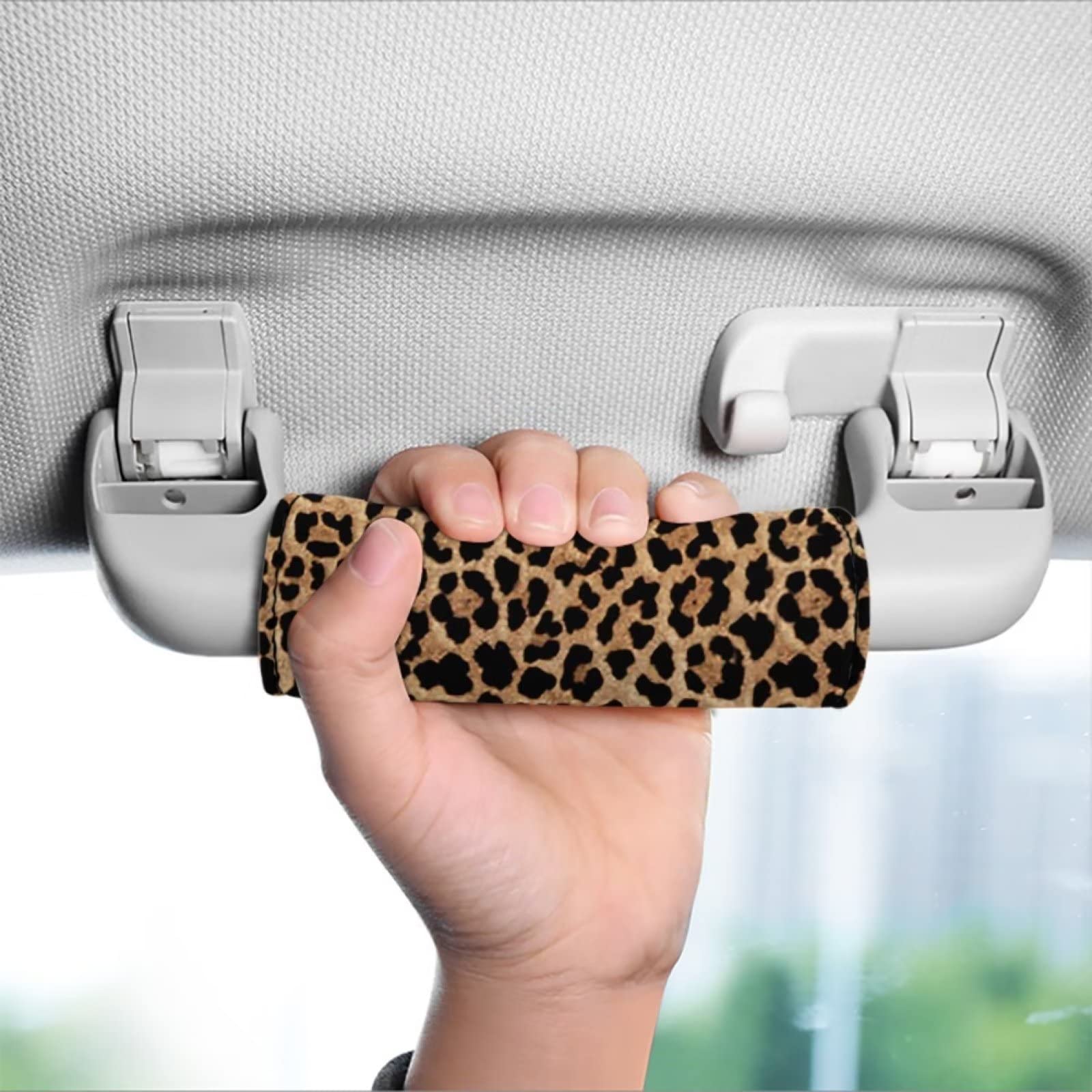 Uourmeti Leopard Skin Neoprene Luggage Handle Wraps 2 Pack - Durable Suitcase Grip Covers & Travel Bag Identifier for Easy Identification and Comfortable Handling