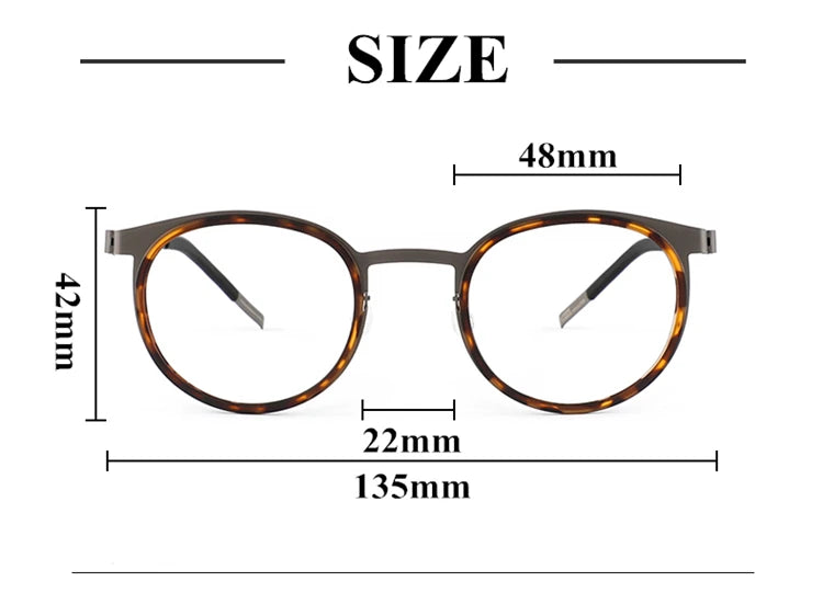 Black Acetate & Titanium Round Eyeglasses for Women - Lightweight Full Rim Glasses - Perfect for Reading, Work & Fashion Accessories
