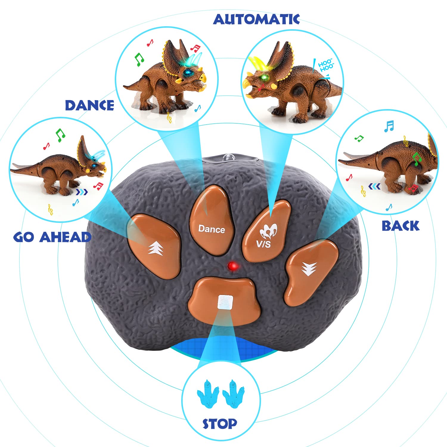STEAM Life Remote Control Dinosaur Toy for Kids - Light Up & Roaring Triceratops Robot with Realistic Sounds | Electronic Dinosaur Toy for Boys & Girls Ages 3-7 | Perfect for STEM Learning, Birthday Gifts & Pretend Play