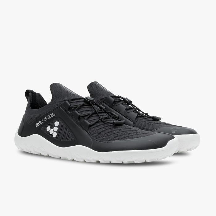 Vivobarefoot Men's Primus Trail Knit FG Barefoot Shoes - Black | Lightweight & Flexible Hiking Footwear for Trail Running & Outdoor Adventures