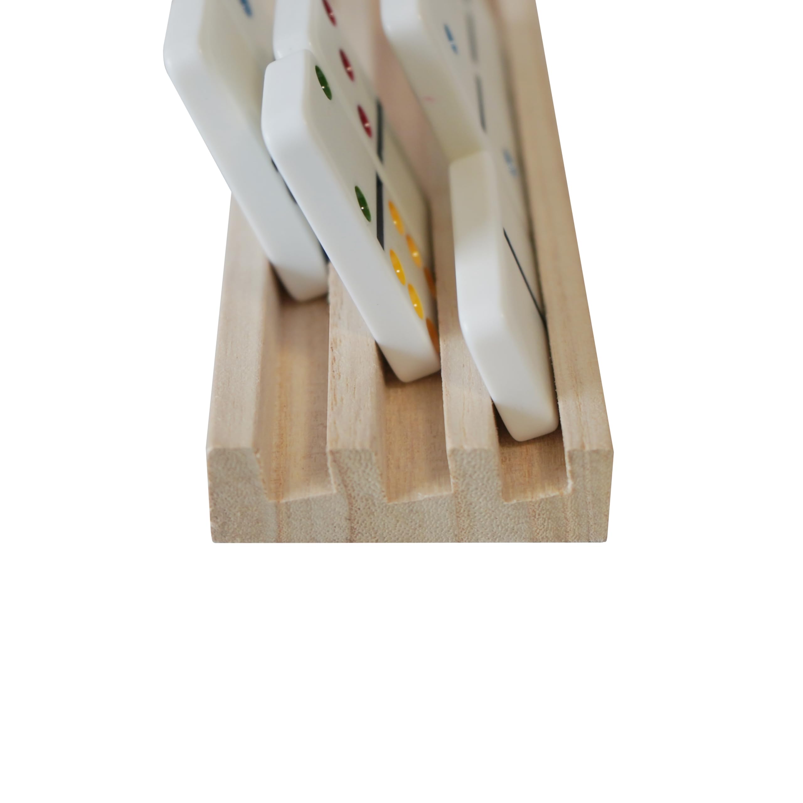 DNB Wooden Domino Racks Trays - Set of 4 Holders with 3 Slots Each for Organizing Dominoes (Dominoes NOT Included) - Perfect for Game Nights, Family Gatherings & Storage Solutions