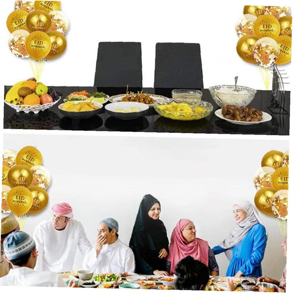 10pcs Golden Transparent Eid al-Fitr Balloons - Ramadan Mubarak Party Decorations for Home, Mosque & Community Celebrations