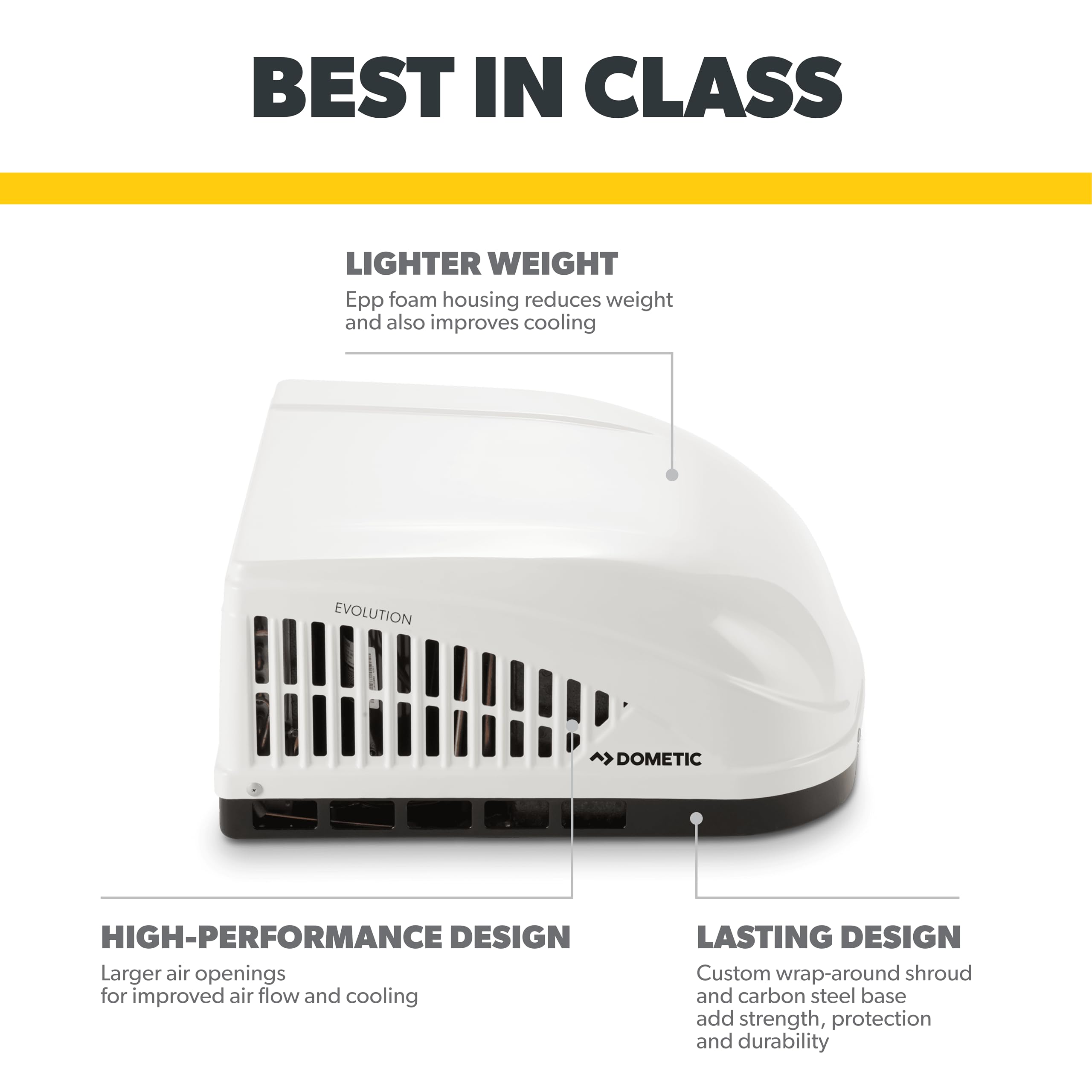 Dometic Brisk II 11K BTU Air Conditioner - White Standard Height Rooftop AC Unit for RVs, Campers & Trailers | Ducted or Non-Ducted Installation | Quiet Cooling | Easy to Install | Lightweight Design | Perfect for Road Trips & Outdoor Adventures