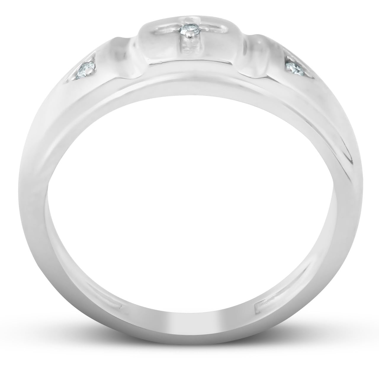 10K White Gold Men's Diamond Cross Wedding Ring - Perfect for Engagement, Promise, and Anniversary Gifts