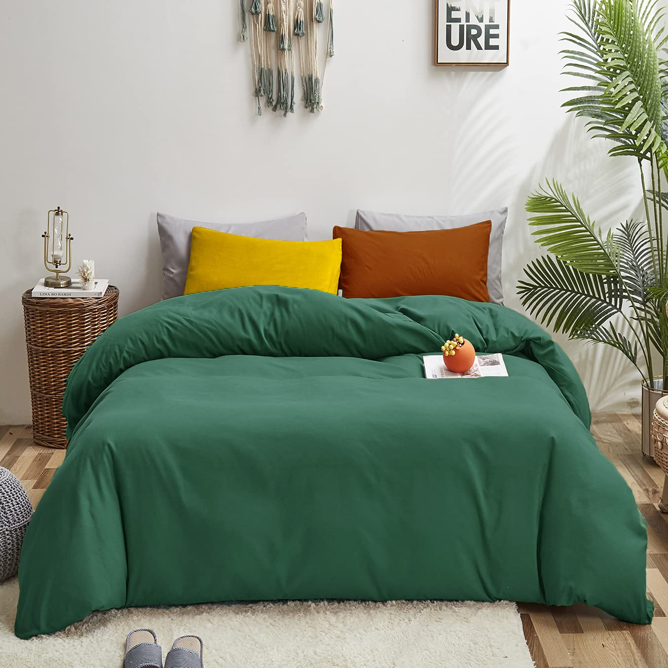 Luxlovery Emerald Green Comforter Set - Twin Size Dark Green Bedding | Soft Breathable Cotton Comforter with 2 Pillowcases | Perfect for Kids & Teens Bedrooms, Dorm Rooms & Cozy Home Decor