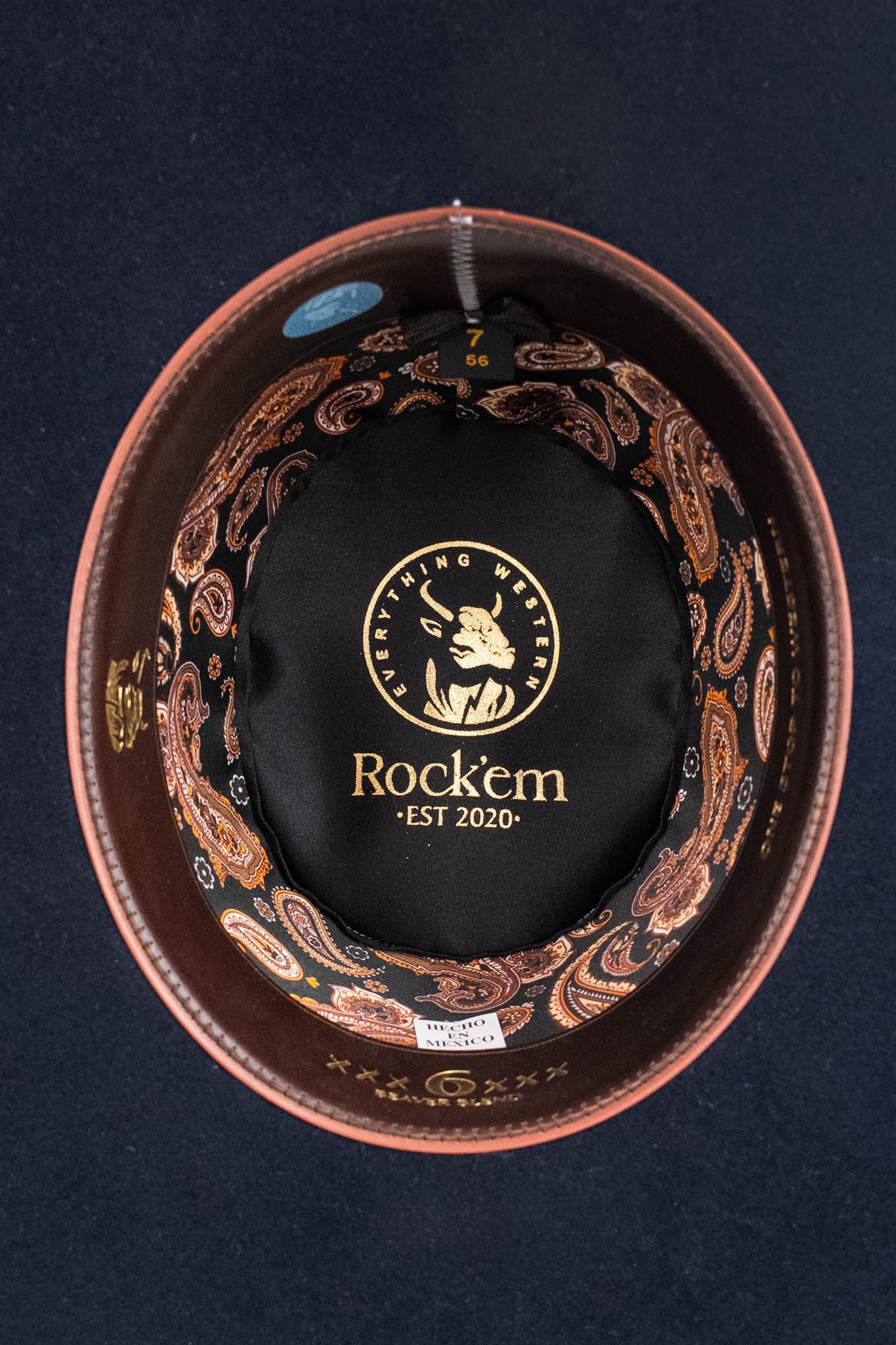 Rock'em 6X Blue Navy Beaver Blend Open Crown Felt Cowboy Hat for Men - Western Style Rancher Hat for Outdoor Rodeo, Horseback Riding & Country Fashion