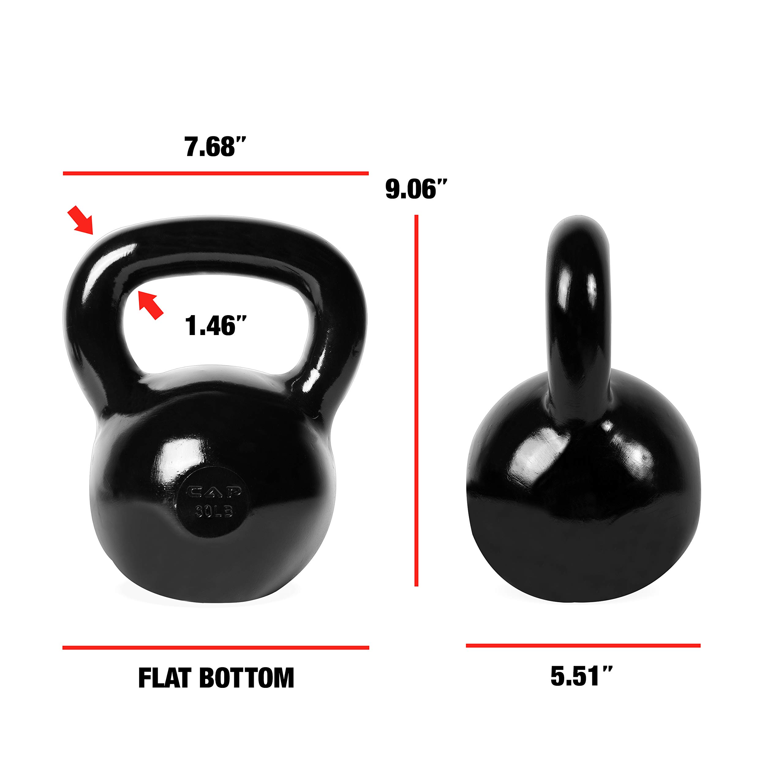 Premium Enamel Coated Cast Iron Kettlebell by Cap Barbell - Durable Home Gym Equipment for Strength Training, CrossFit & Weightlifting