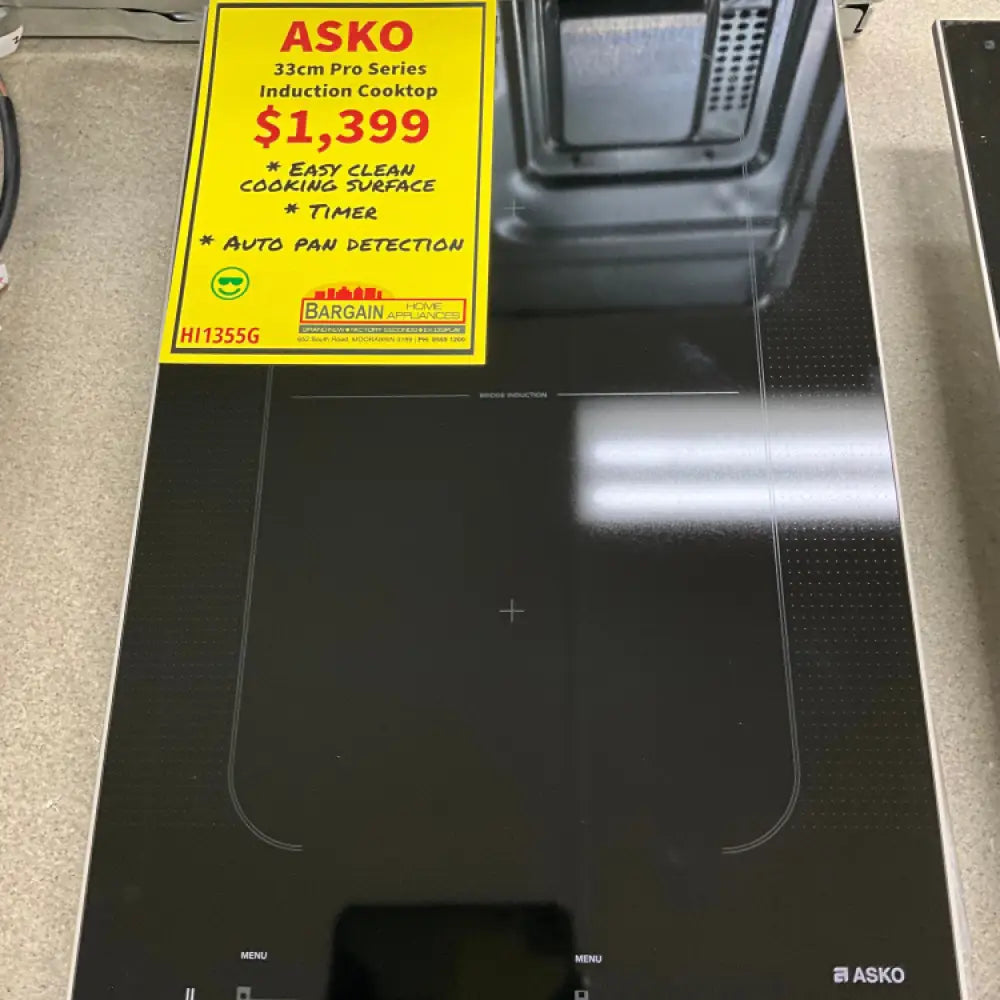 ASKO HI1355G 33cm Pro Series Induction Cooktop - Fast Heating, Energy Efficient, Precise Temperature Control - Perfect for Home Kitchens, Restaurants & Professional Cooking