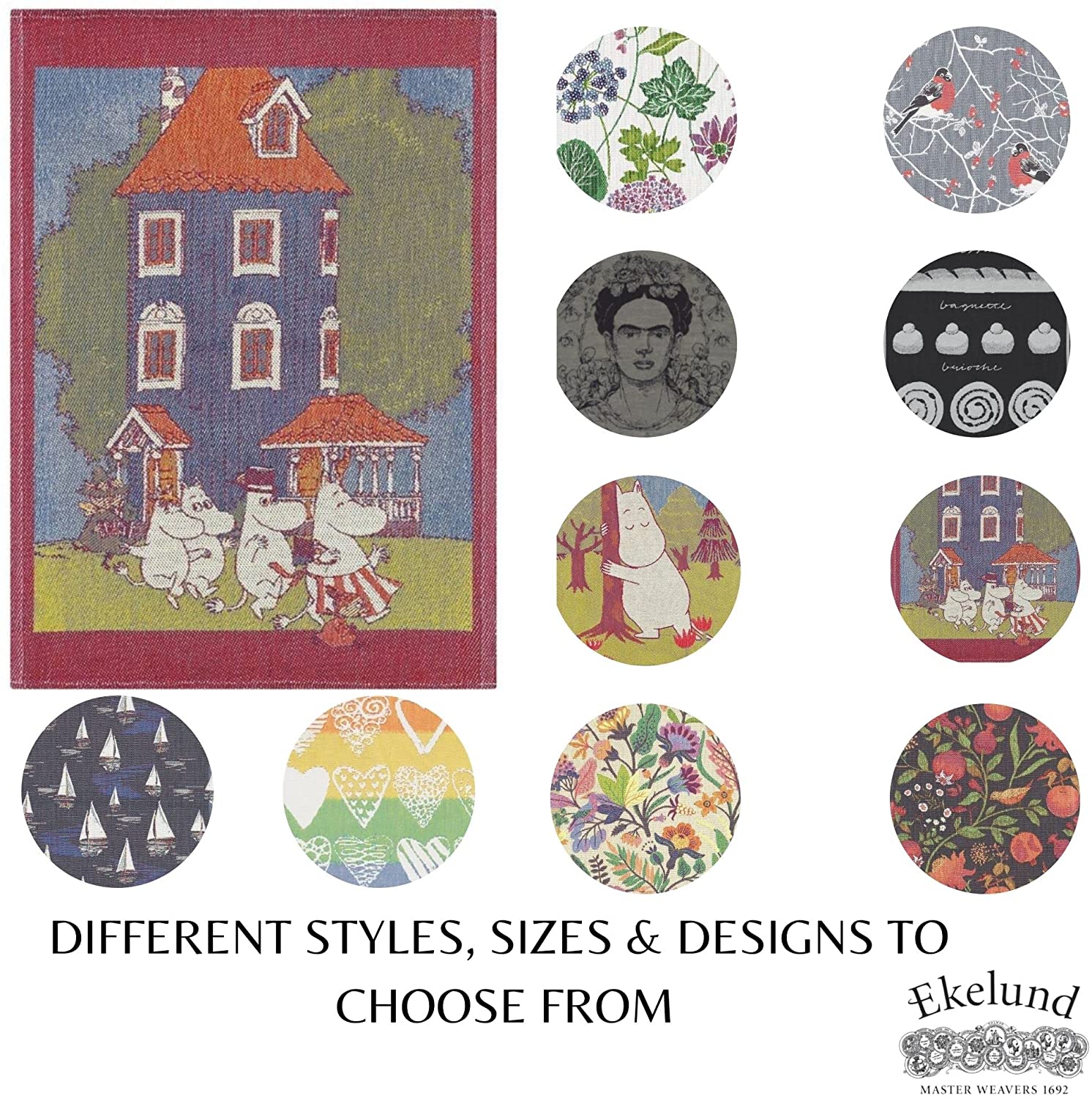 Ekelund Moomin House Large Tea Towel - Premium Cotton Kitchen Towel for Drying Dishes, Decor & Gift Ideas