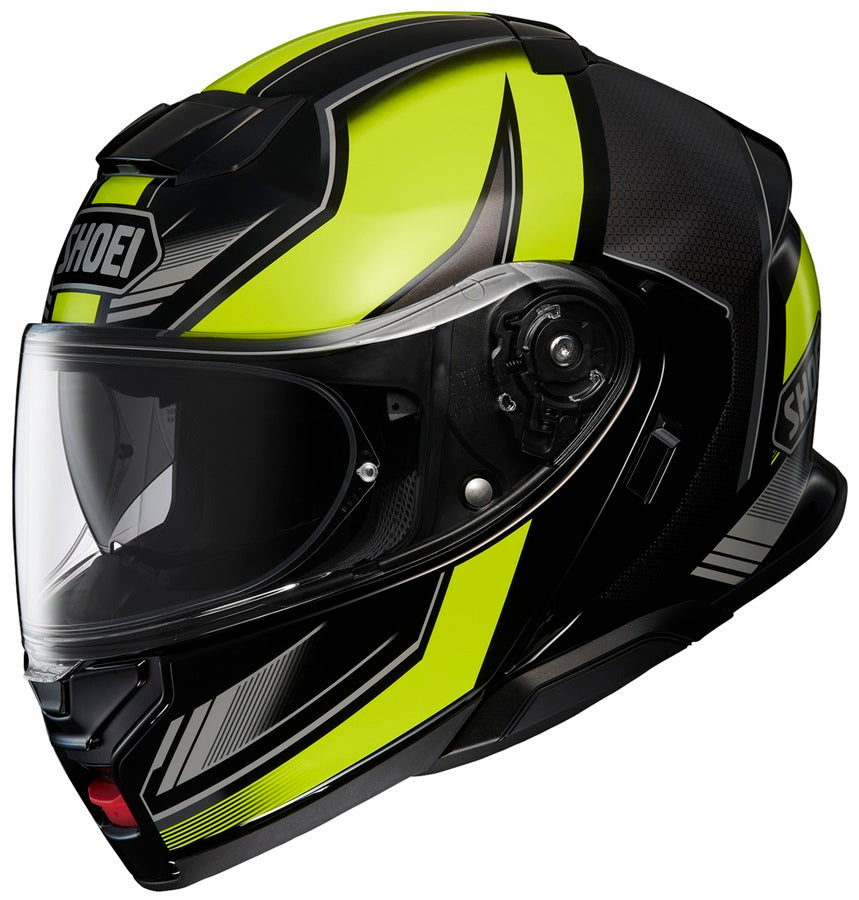 Shoei Neotec 3 Grasp Black/Hi Viz Motorcycle Helmet - Premium Full Face Modular Helmet for Safe Riding on Highways & Urban Streets
