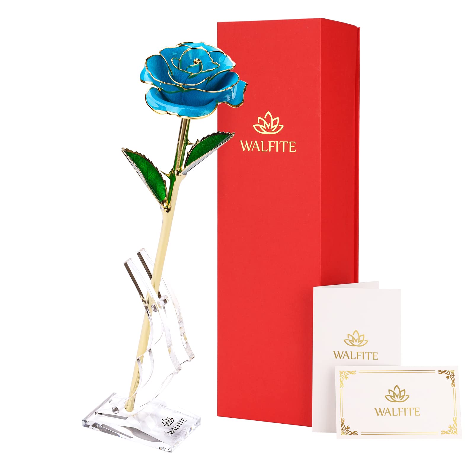 24K Gold Dipped Rose Gift for Mom, Girlfriend, Wife - Valentine's Day, Mother's Day, Birthday, Anniversary - Elegant Home Decor & Romantic Keepsake (Light Blue)