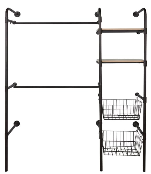 Vintage Industrial Wall Mounted Clothing Rack - Hand Distressed Metal Garment Hanger System for Stylish Closet Organization | Perfect for Small Spaces, Bedrooms & Boutique Stores