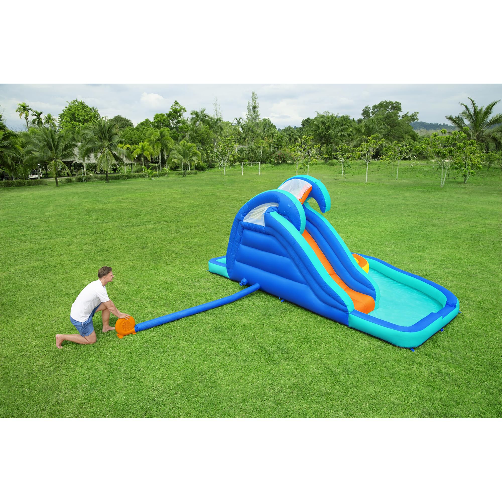 Bestway H2OGO! Wavetastic 16-Foot Inflatable Water Park for Kids - Outdoor Water Slide, Turtle Pool Float, Splash Sprinklers & Wave Pool | Perfect for Backyard Summer Fun, Birthday Parties & Family Gatherings