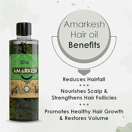 VANVASI AYURVEDA Amarkesh Tribal Oil with Ayurvedic Vati - Natural Hair Growth Oil for Long, Thick, Strong & Shiny Hair | Herbal Treatment for Hair Loss & Scalp Care | Perfect for Daily Hair Nourishment & Styling