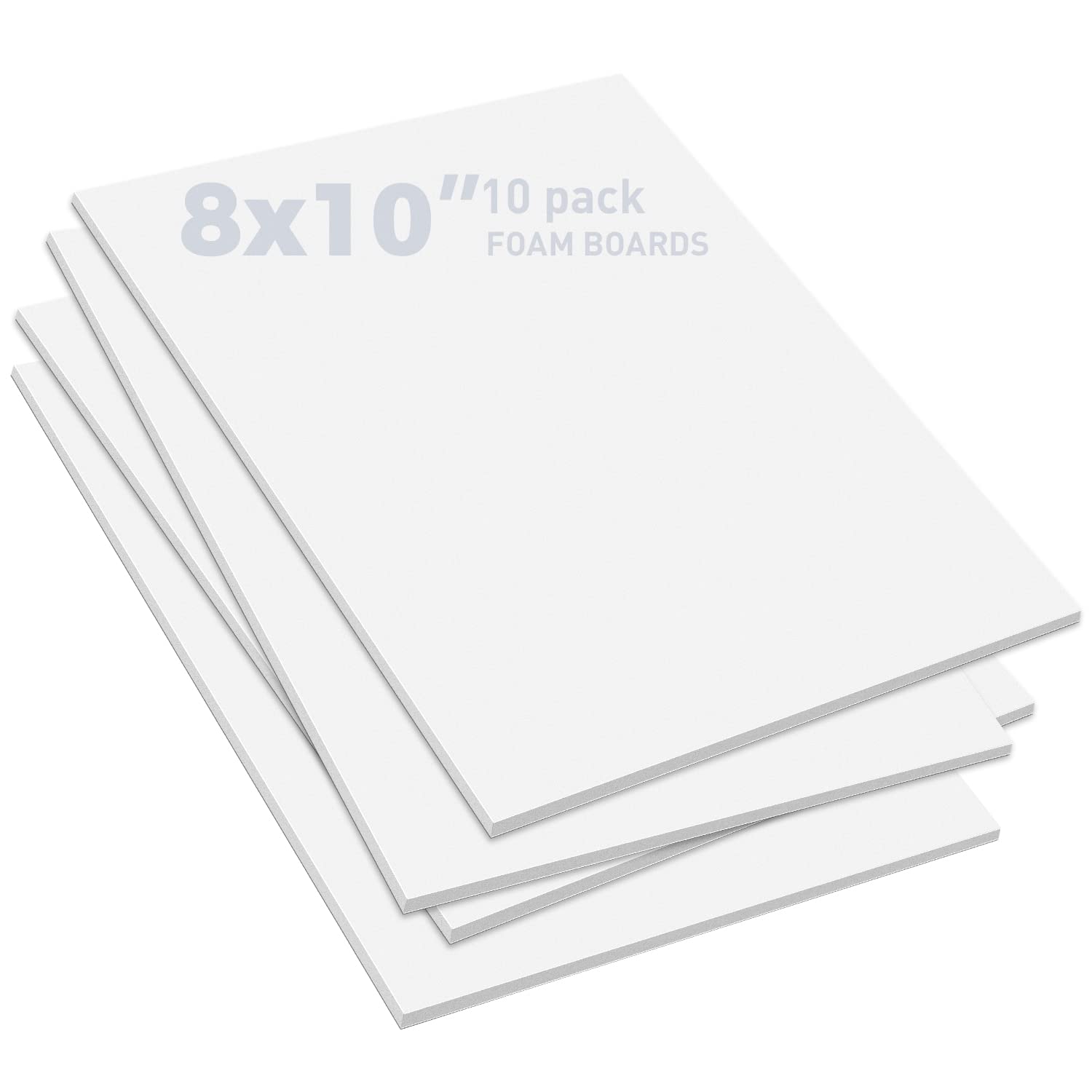 10-Pack White Foam Boards 8x10 Inches, 1/8
