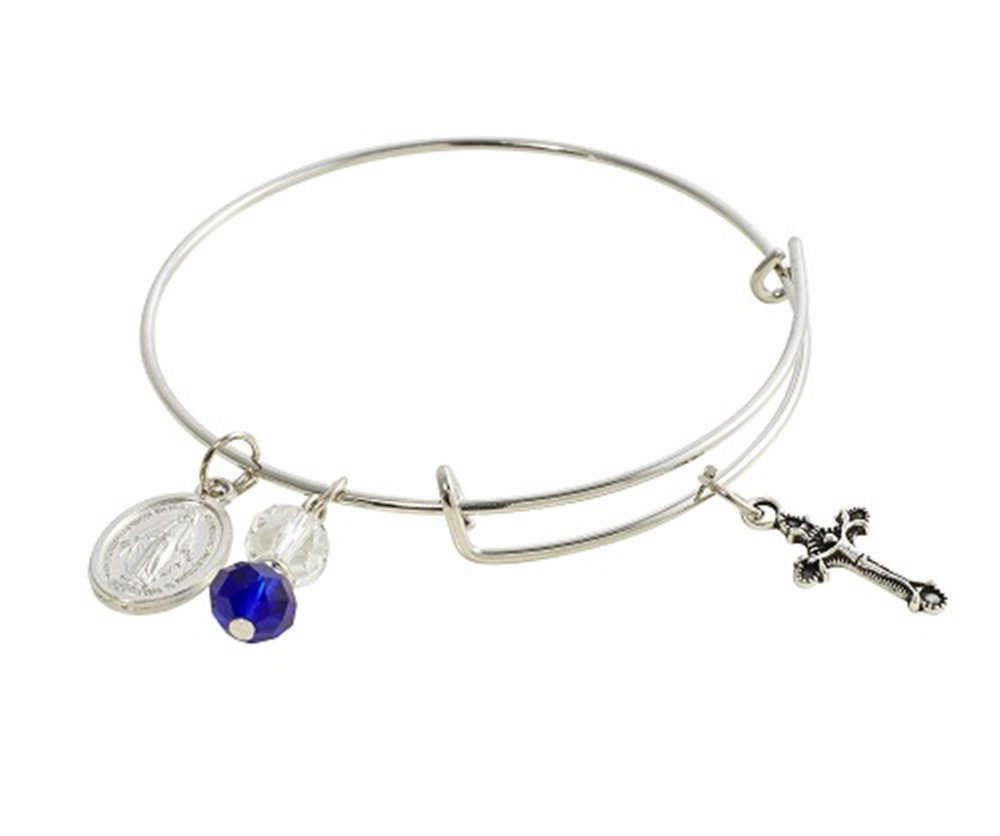 Miraculous Medal Bracelet for Women - 2.5 Inch Sterling Silver Religious Charm Bangle - Perfect for Daily Wear, Gifts & Prayer Jewelry