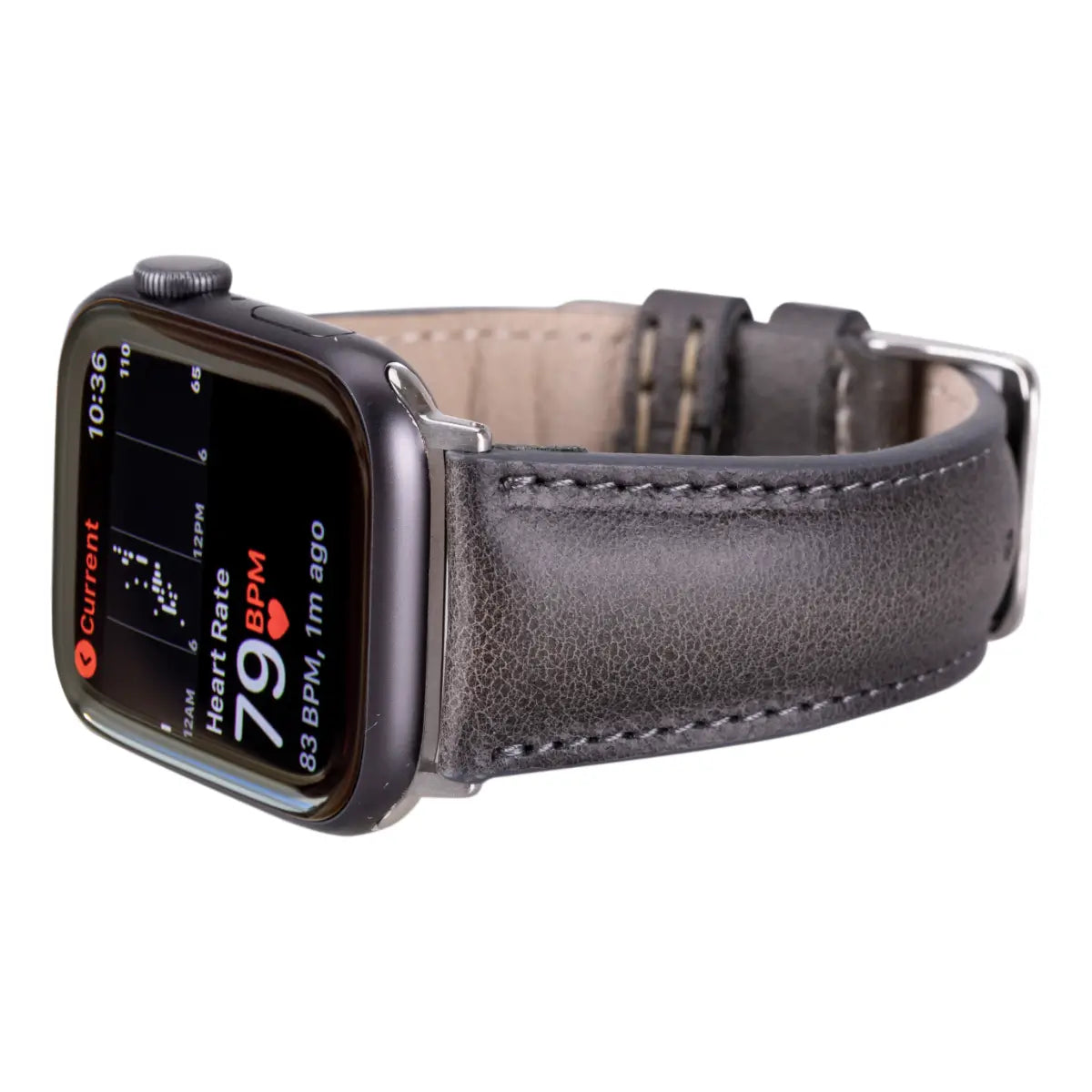 Premium Burnished Gray Leather Apple Watch Band - Classic & Stylish Replacement Strap for Apple Watch Series 1-9, SE & Ultra - Perfect for Work, Travel & Everyday Wear