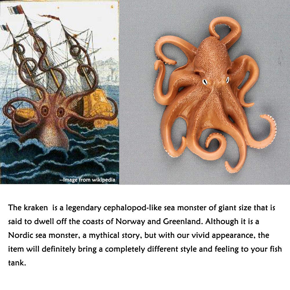 Kraken Octopus Aquarium Decor - Realistic Artificial Sea Life Ornament for Fish Tank, Underwater Cave & Ocean Theme Decoration | Perfect for Saltwater & Freshwater Tanks, Home & Office Aquascaping