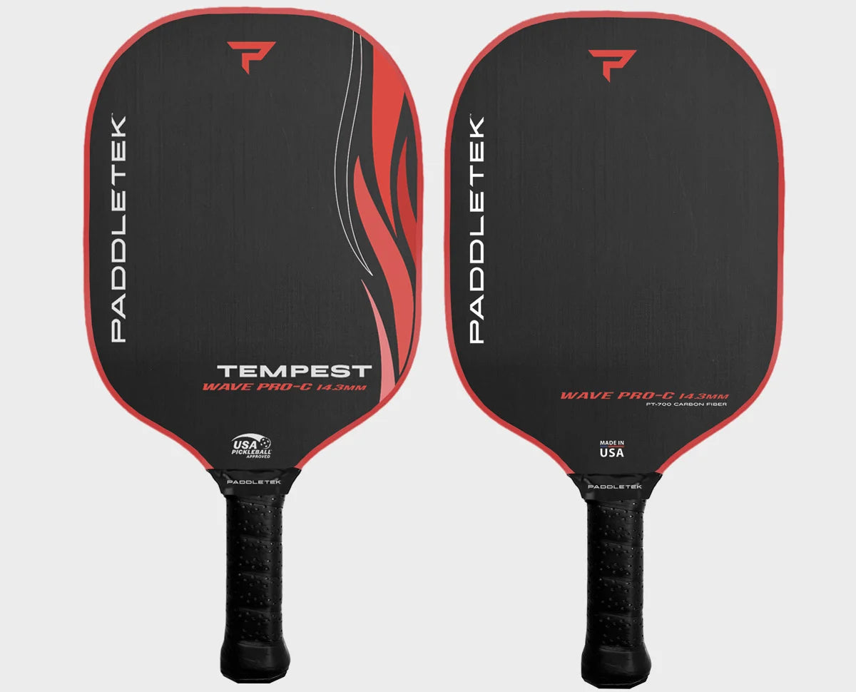 Paddletek Tempest Wave Pro C 14.3 Pickleball Paddle - Premium Carbon Fiber Paddle for Competitive Play & Tournament Use - Perfect for Outdoor & Indoor Pickleball Games