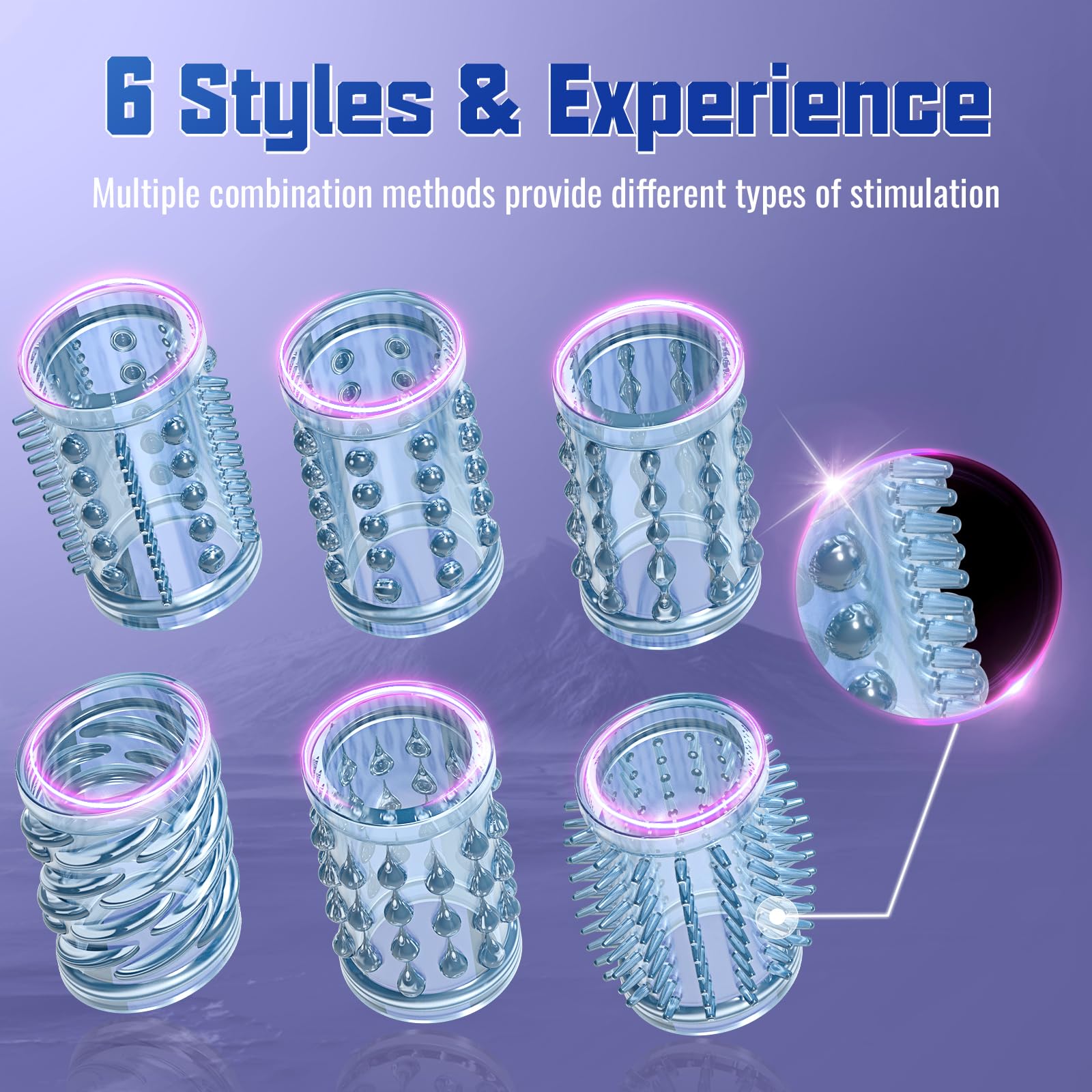 Premium Elastic Cock Rings for Men - 6 Textured Reusable Penis Rings to Enhance Erection & Last Longer | Adult Sex Toys for Couples & Solo Play | Perfect for Extended Pleasure & Intimate Moments