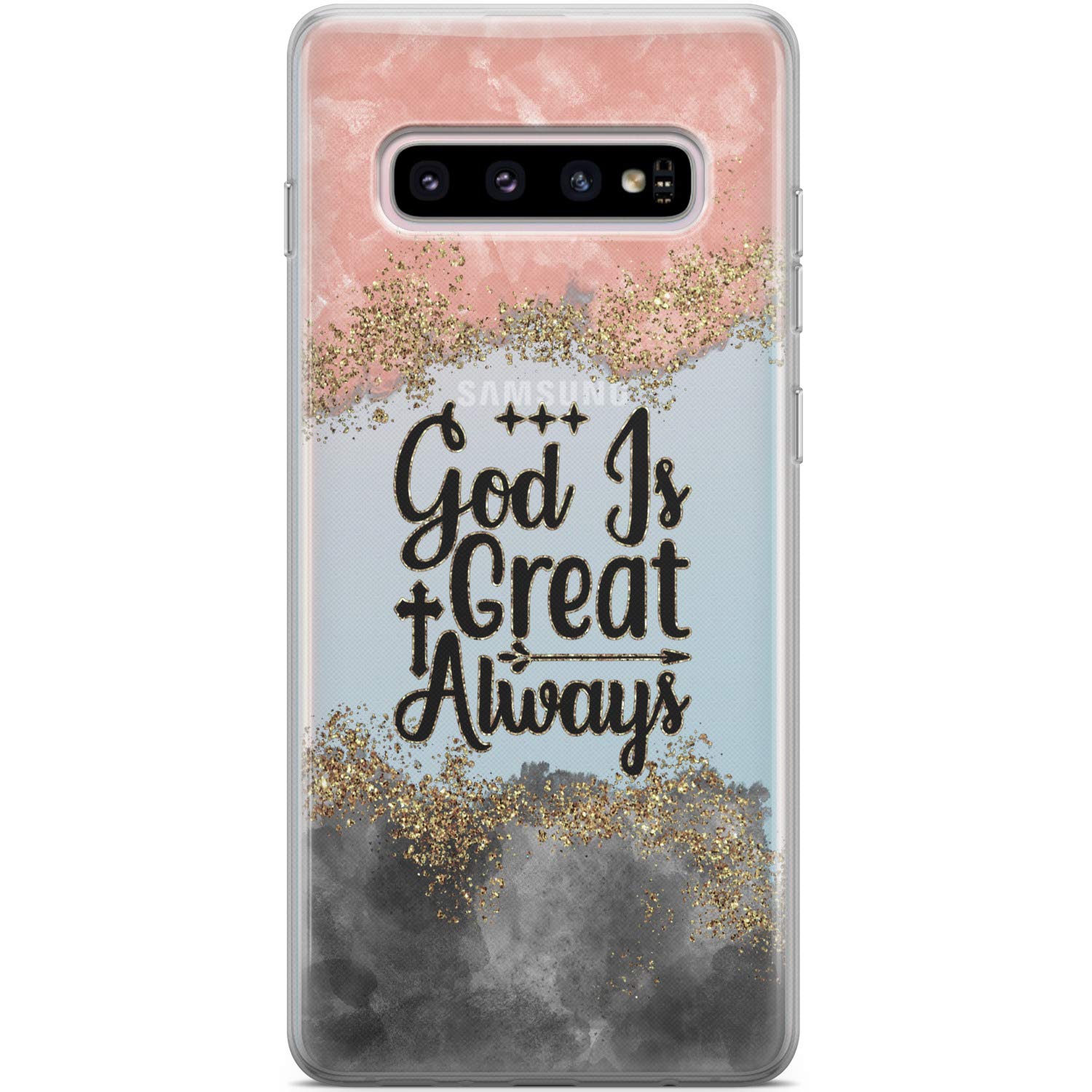 God is Great Bible Verse Phone Case for Samsung Galaxy S24/S23 Ultra/S22 5G Plus/S21 FE/S20/S10 - Slim Christian Inspirational Quote Cover, Flexible Silicone TPU, Lightweight Abstract Design - Perfect for Daily Protection & Faith Expression
