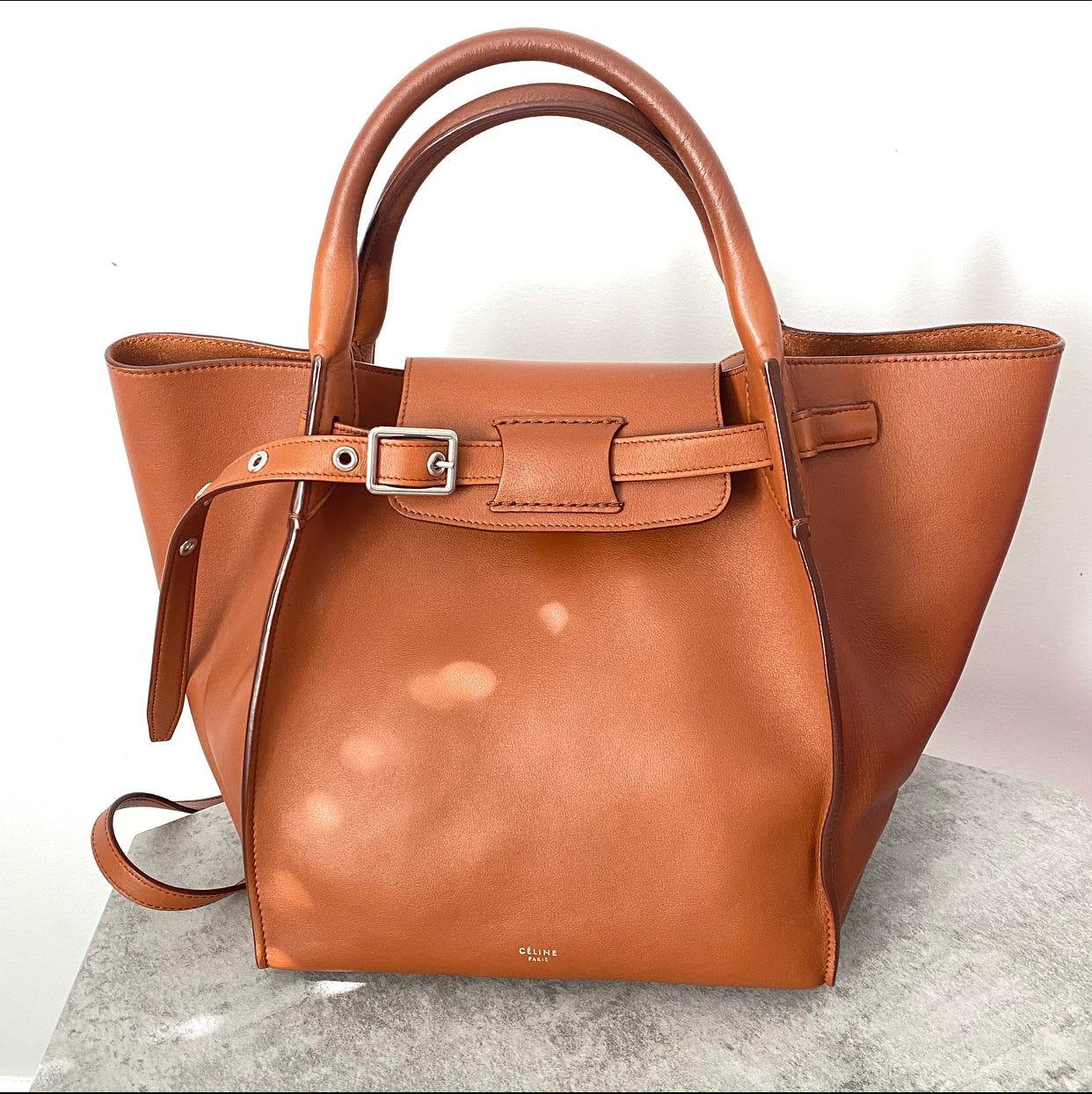 Celine Small Big Bag in Cognac Brown - Two-Way Handbag for Women | Perfect for Work, Travel & Everyday Use