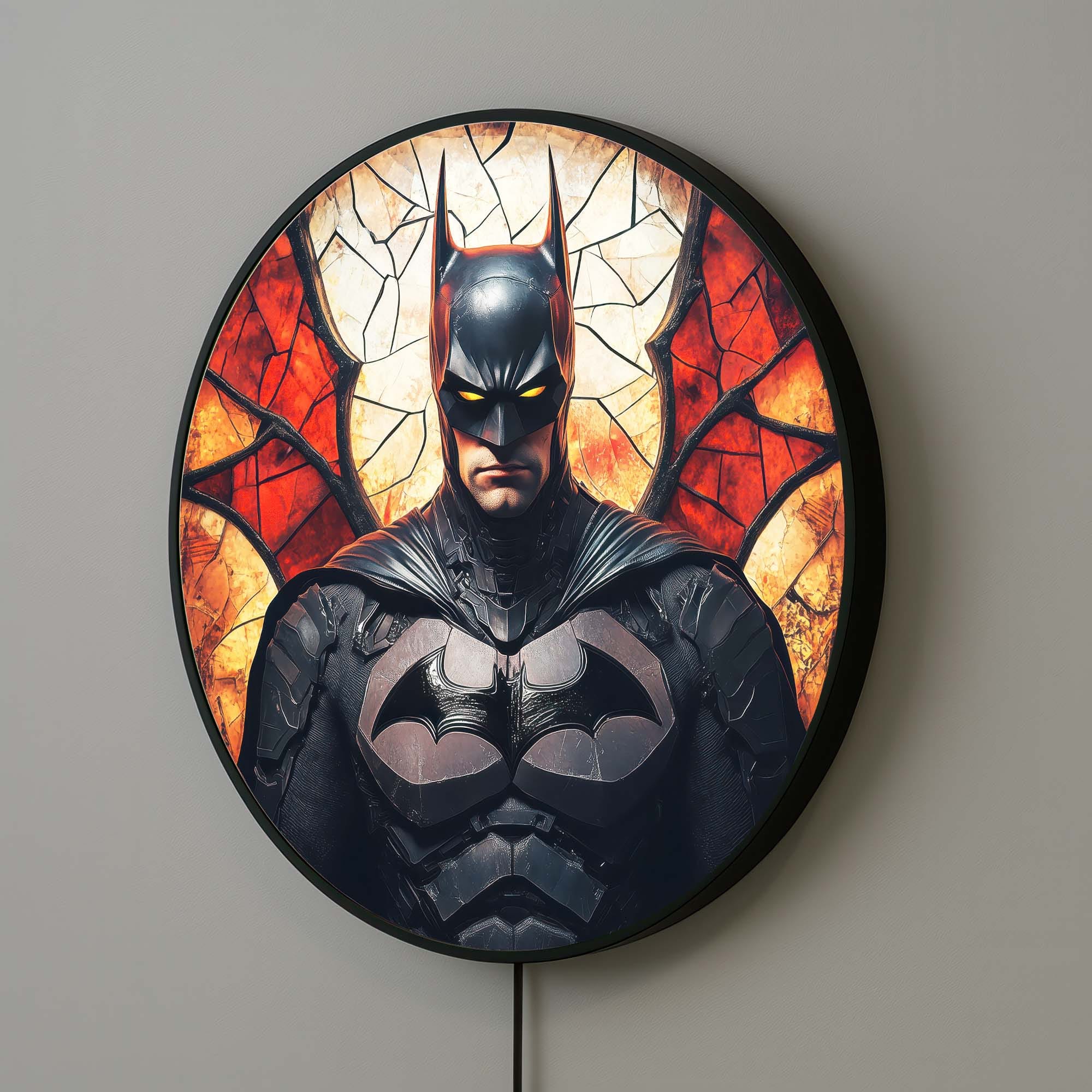 Shadow Guardian Backlit Tempered Glass Wall Art - Modern LED Light Decor for Living Room, Bedroom & Office