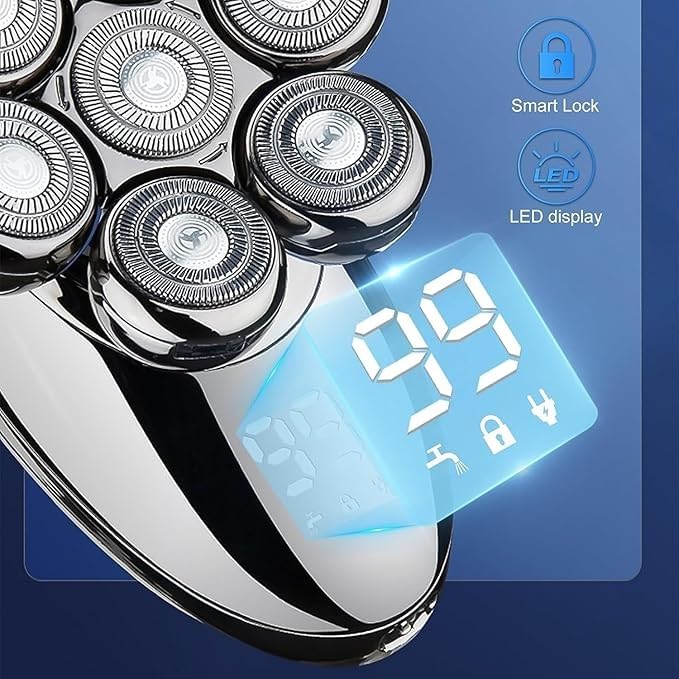 Professional 5-in-1 Electric Shaver for Bald Men - Waterproof Head Shaver, Beard Trimmer & Nose Hair Clipper - Perfect for Travel, Gym & Daily Grooming Routine