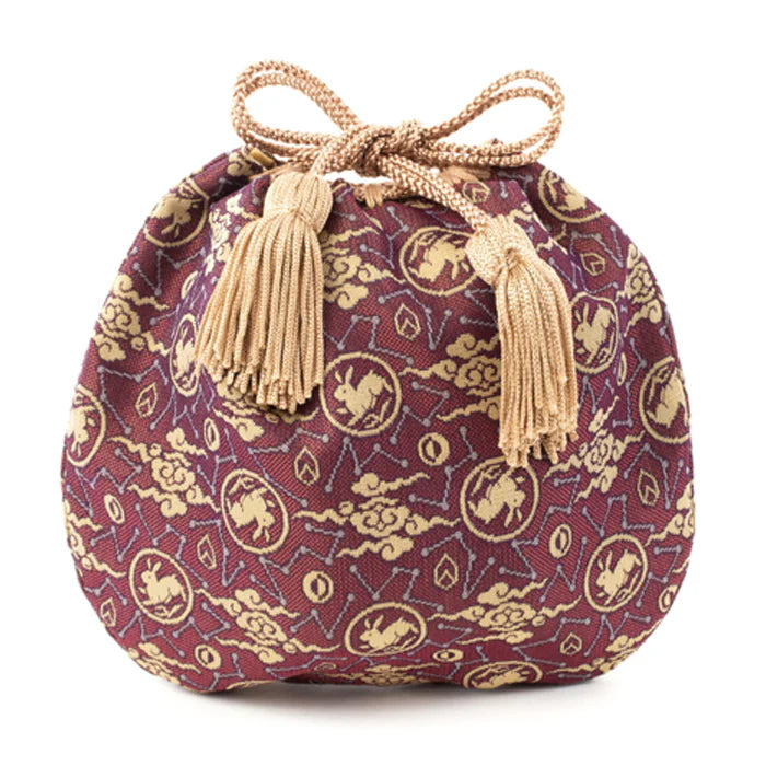 Nishijin Ori Small Drawstring Rabbit Purse - Handmade Kyoto Japan Traditional Craft Bag | Perfect for Gift, Cosplay & Japanese Culture Enthusiasts