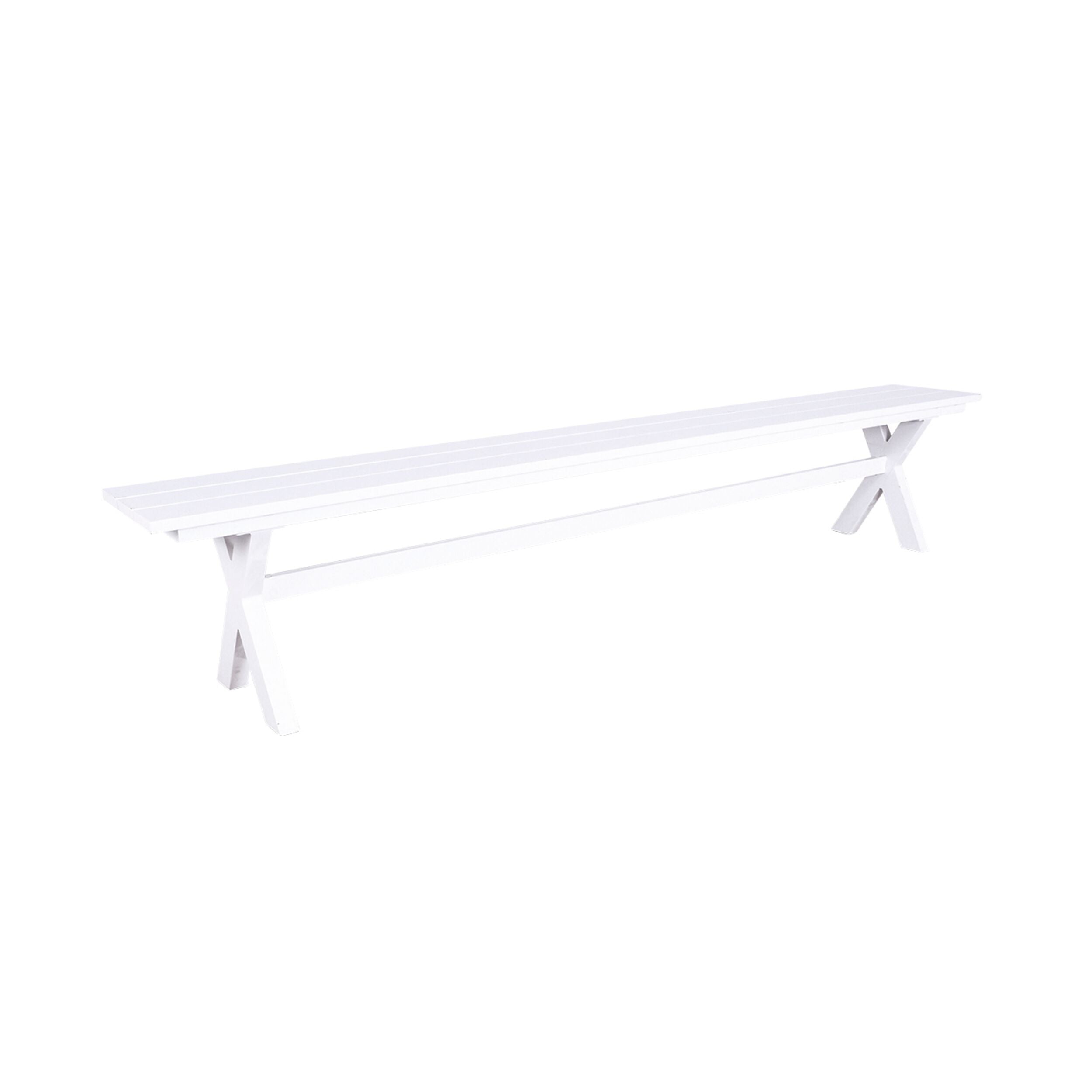 240cm White Blake Aluminum Dining Bench - Modern Outdoor & Indoor Seating for Patio, Garden, or Dining Room