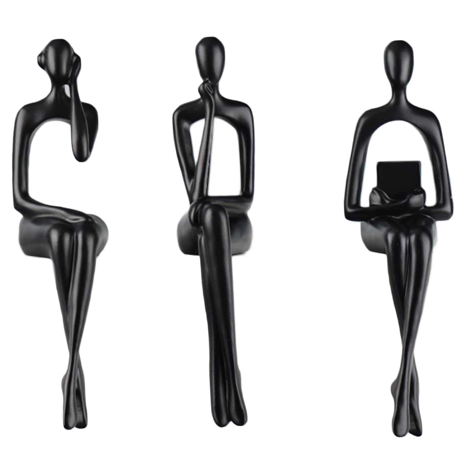 SHENGTIAN Abstract Thinker Statue - Black Resin Sculpture for Bookshelf, Desktop, Home & Office Decor | Perfect for Living Room, Study, and Workspace Accents | Durable & Stylish Decorative Figurine