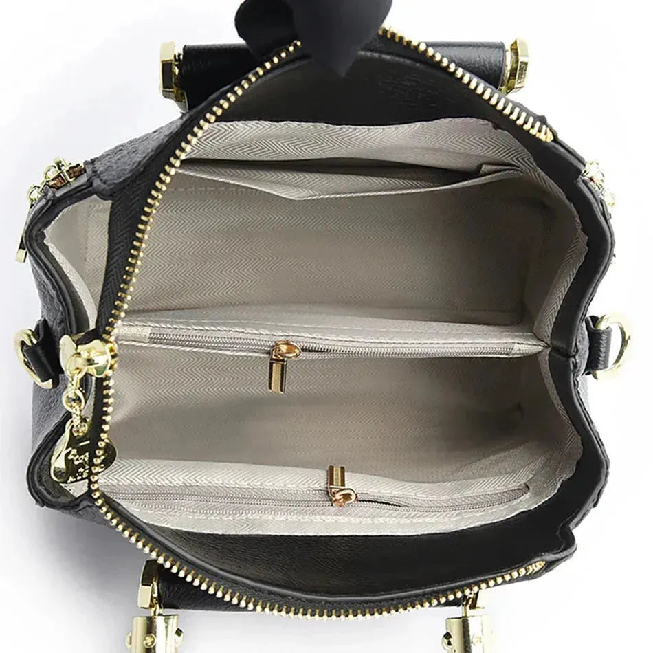 Stylish Black Leather Handbag for Women - Premium Soft Leather Tote Bag - Perfect for Work, Travel & Everyday Use