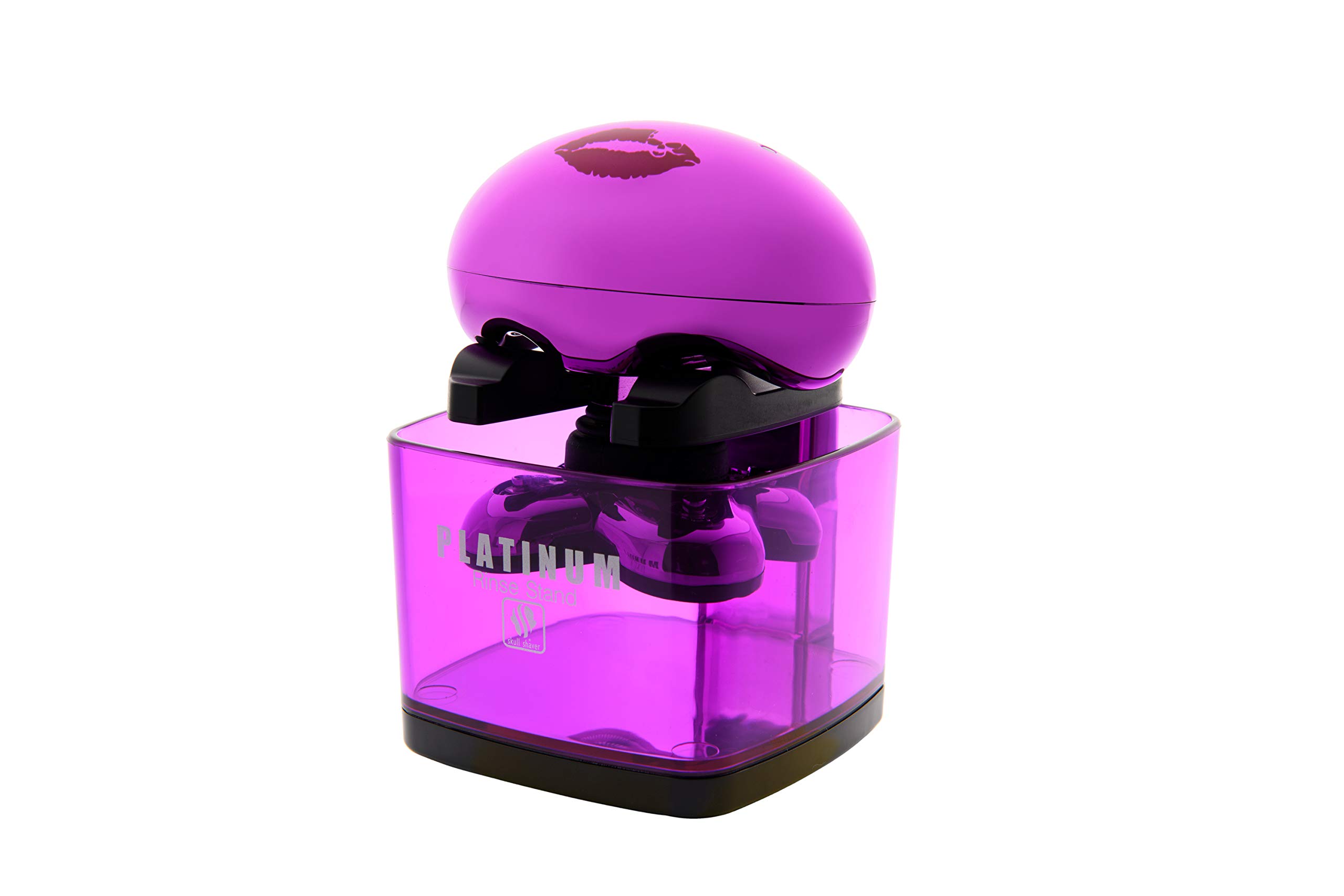 Skull Shaver Butterfly Kiss Pro & Butterfly Platinum Rinse Stand - Purple Electric Razor for Men | Perfect Gift for Dad, Husband, Boyfriend | Home & Travel Shaving Kit
