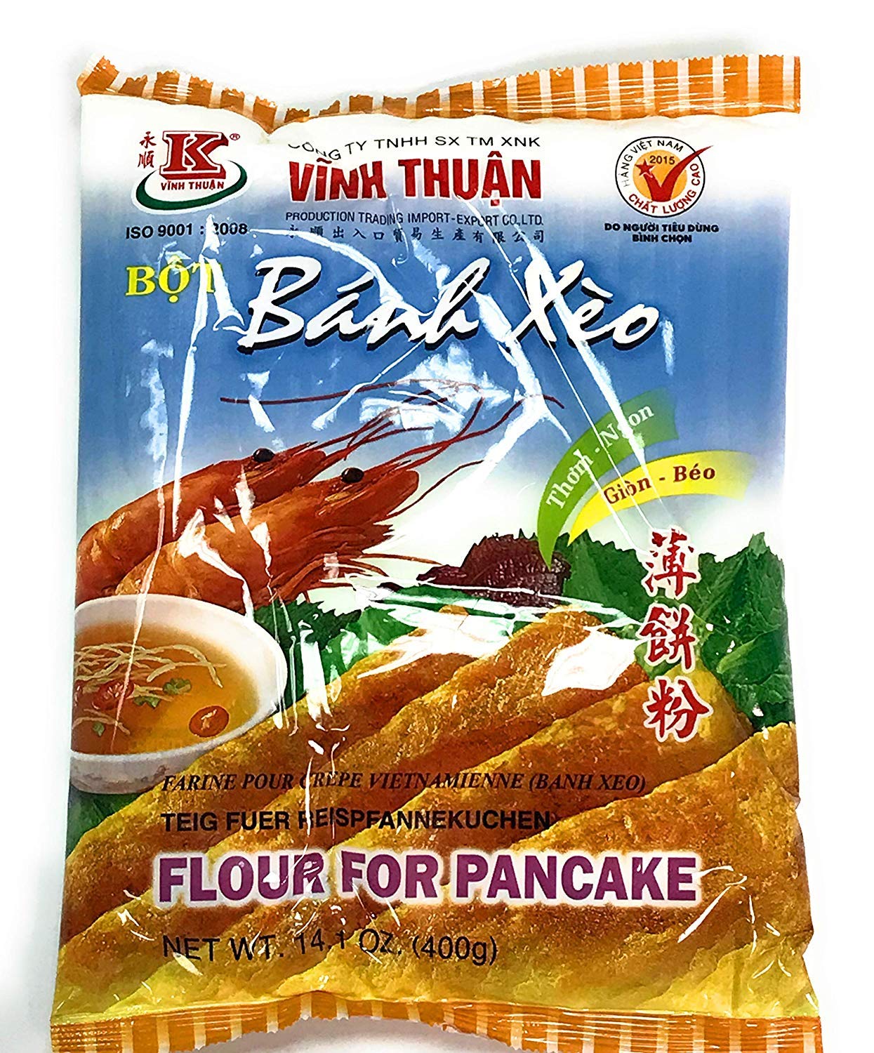 Banh Xeo Flour for Vietnamese Pancakes - 14.01oz (Pack of 3) | Authentic Vietnamese Crepe Mix | Perfect for Home Cooking & Asian Cuisine