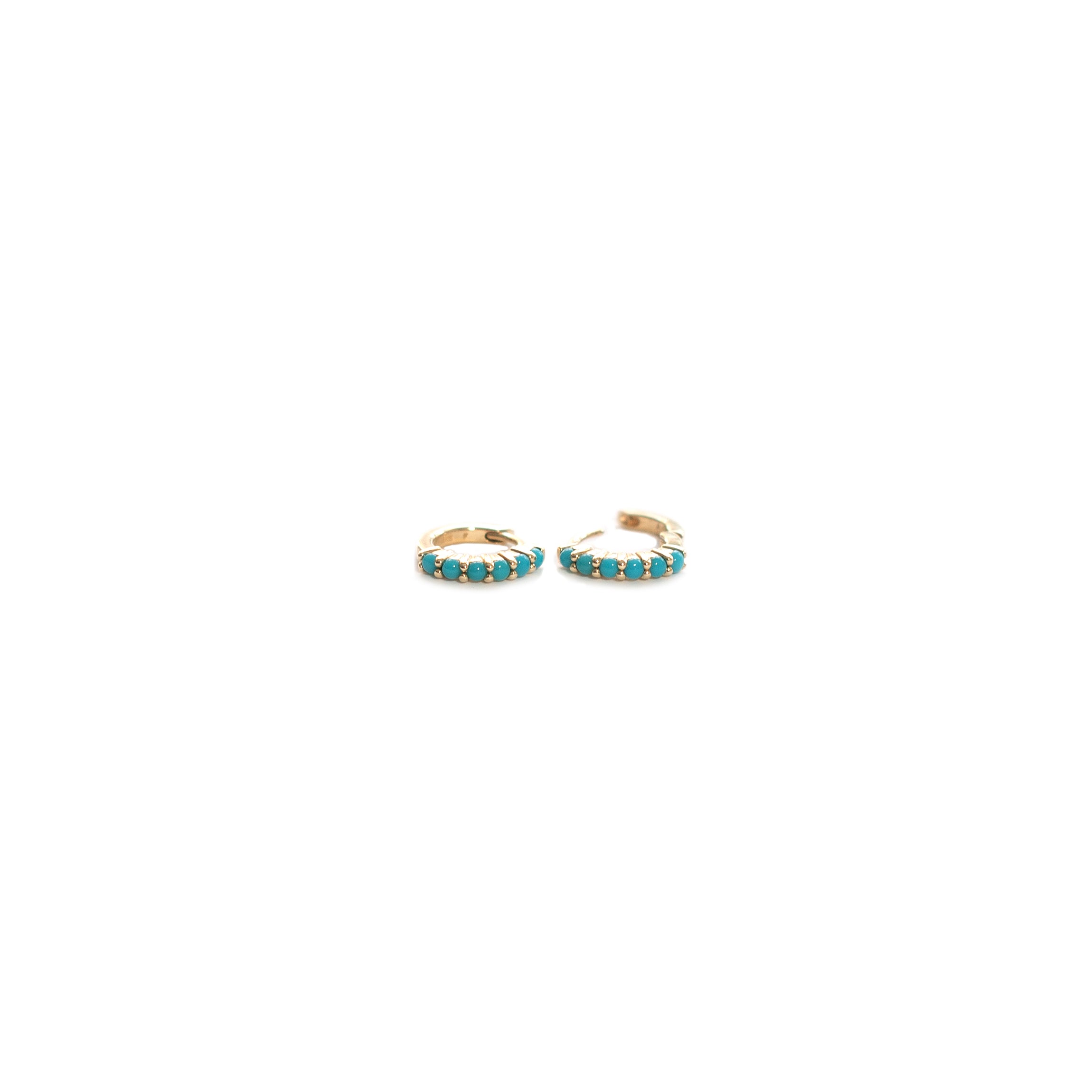 Turquoise and Pearl Hinged Huggie Hoop Earrings for Women - Elegant Boho Chic Jewelry for Everyday Wear, Parties & Gifts