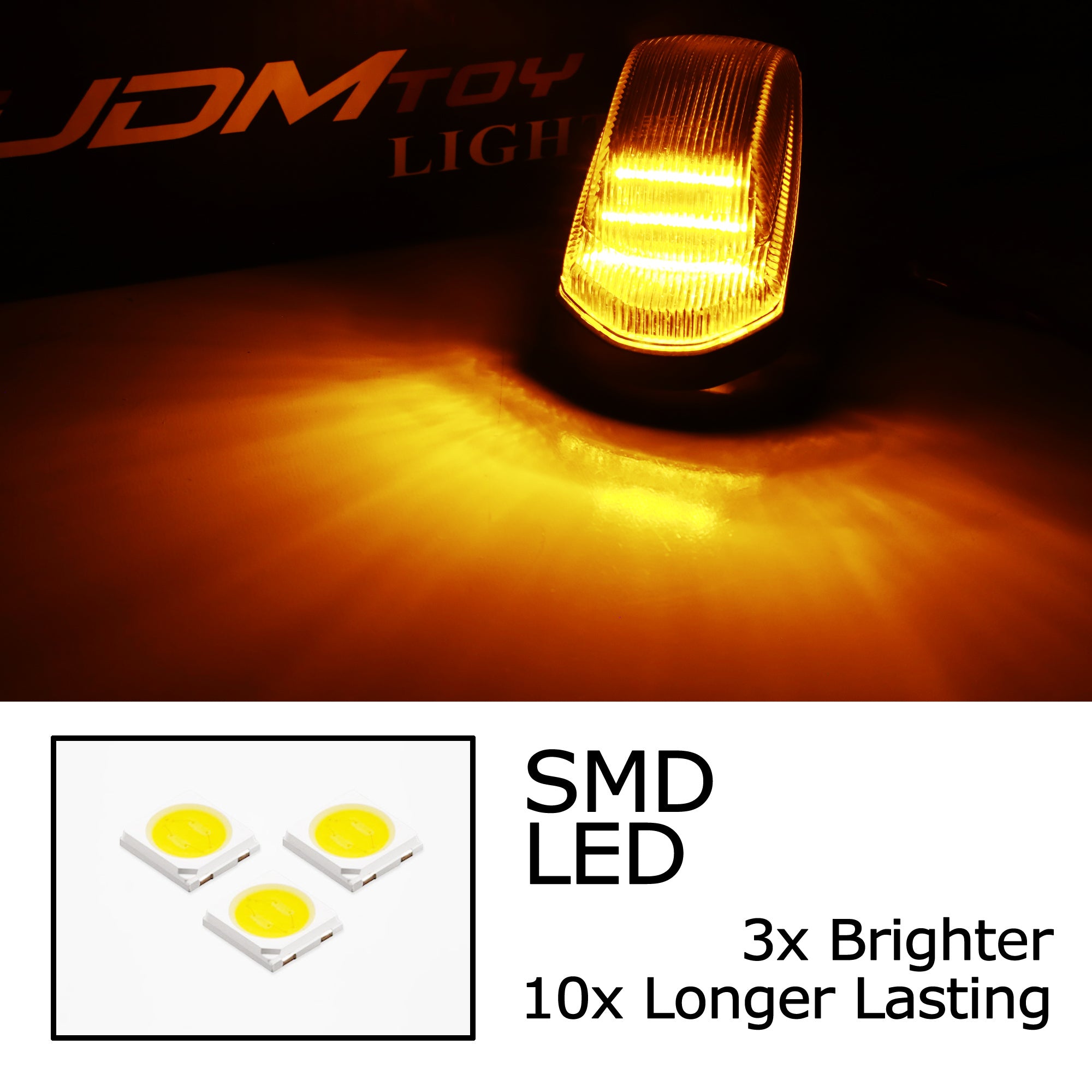 Direct Fit 5-Piece Smoked Lens Amber LED Cab Roof Light Kit for 2017-2022 Ford F250 & F350 Super Duty Trucks - Off-Road, Emergency & Work Vehicle Lighting