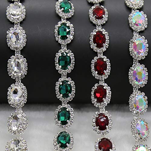 Xuccus 10 Yards DIY Sew-on Rhinestone Trim - Crystal Motif Strass Non Hot Fix Rhinestone Tape Applicator Ribbon with Sparkling Clear Rhinestones for Wedding Dresses, Costumes & DIY Crafts