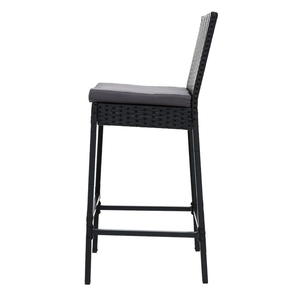 Gardeon Set of 4 Outdoor Bar Stools - Wicker Dining Chairs for Patio, Garden, and Poolside - Weather-Resistant Rattan Furniture for Backyard, Deck, and Outdoor Entertaining