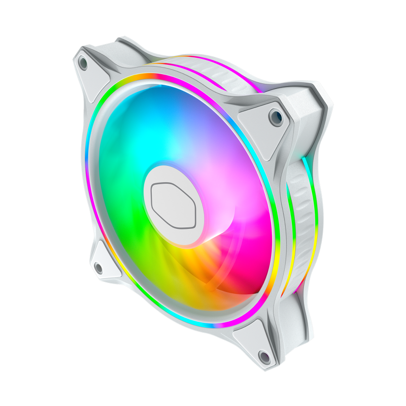 Cooler Master MF120 Halo 3-in-1 ARGB PWM Fan - White (3 Pack) with Dual Loop LED Lighting for PC Cooling & Gaming Setup