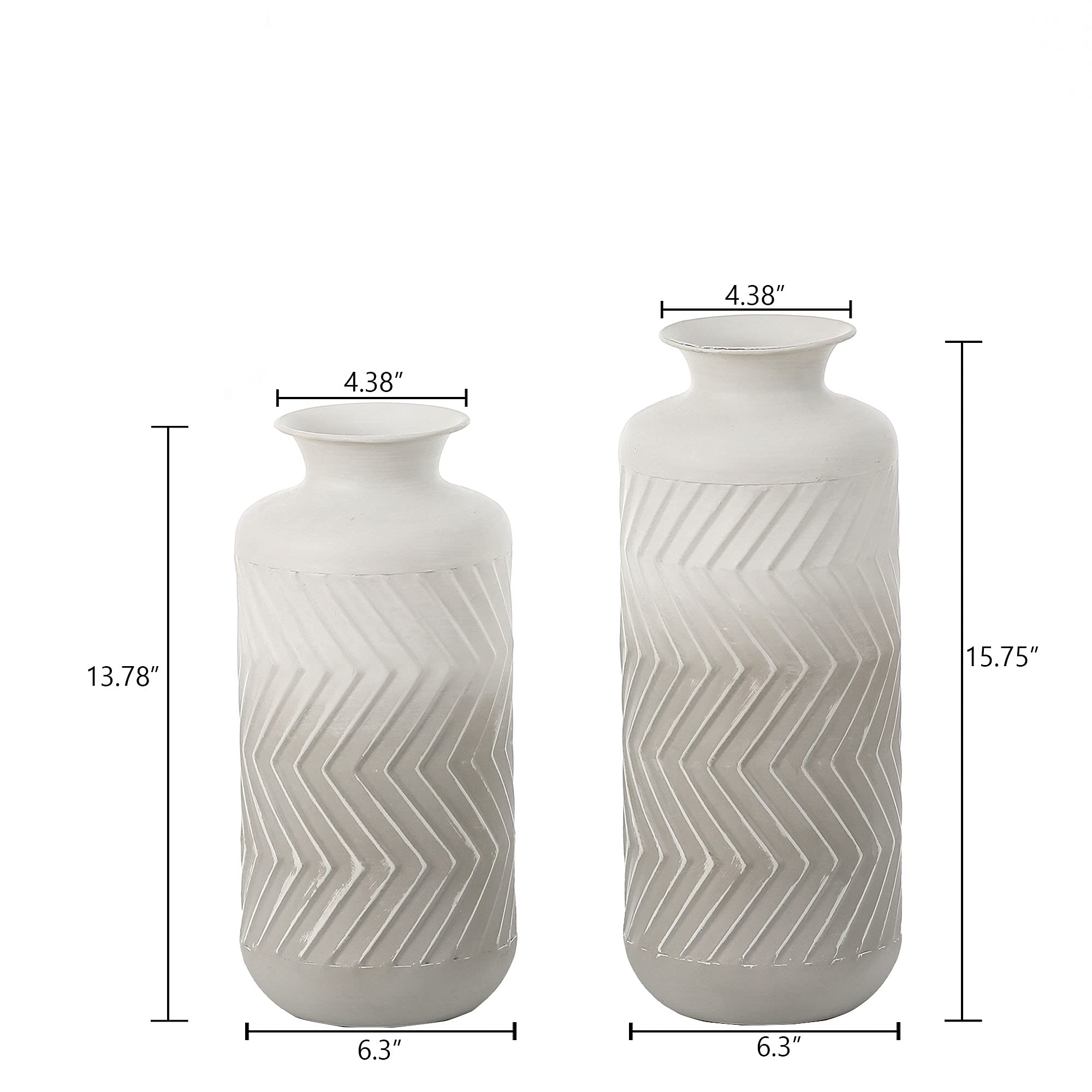 LuxenHome Set of 2 Gray and White Metal Bottle Vases - Modern Decorative Vases for Home, Office, Wedding & Party Decor | Perfect for Flowers, Centerpieces & Gift Giving
