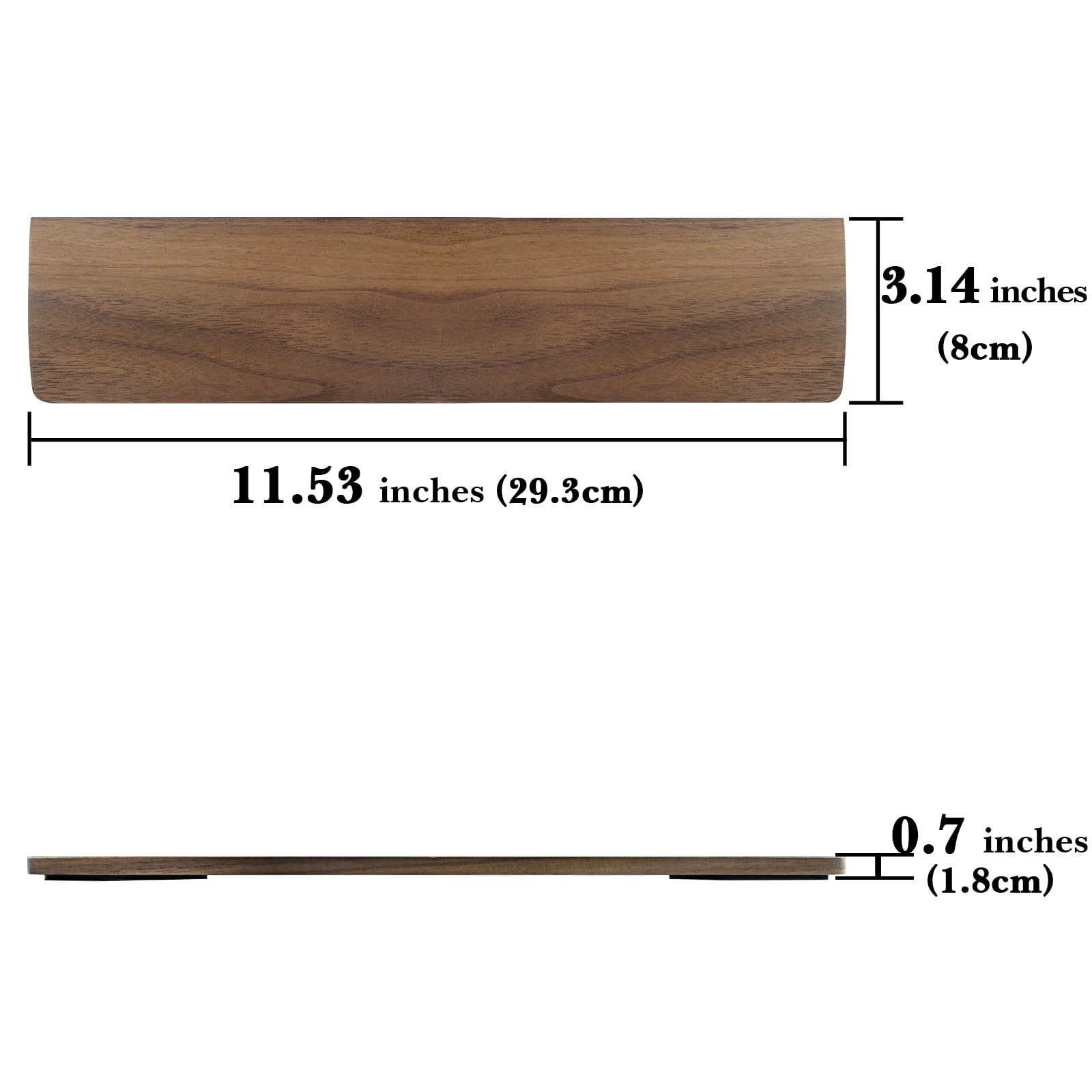 Linkidea Wooden Keyboard Wrist Rest for 61-Key 60% Compact & Gaming Mechanical Keyboards - Ergonomic Hand Palm Support Pad for Office, Computer, Laptop Typing & PC Gaming (Black Walnut) - Perfect for Long Work Sessions & Competitive Gaming