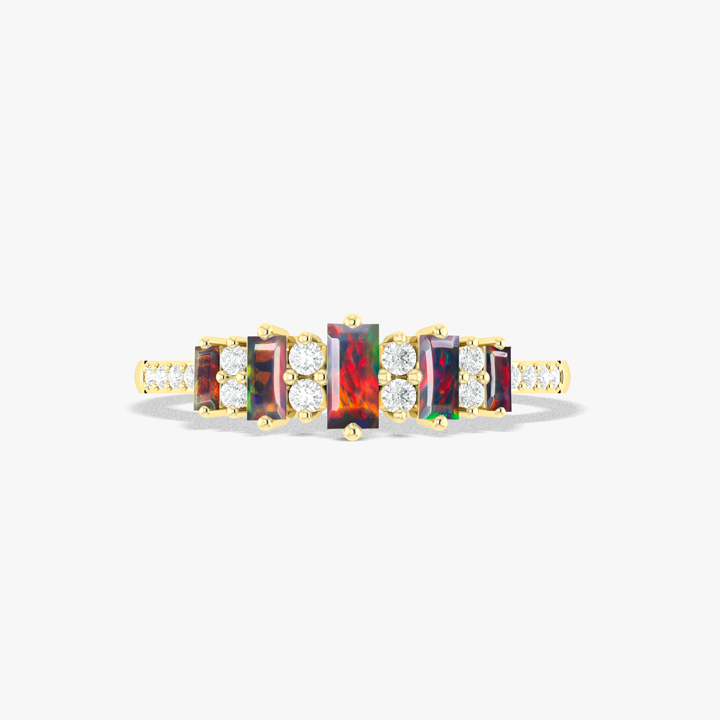 Black Baguette Fire Opal Gemstone Ring for Women - Elegant Vintage Style Jewelry Gift for Birthday, Anniversary & Special Occasions