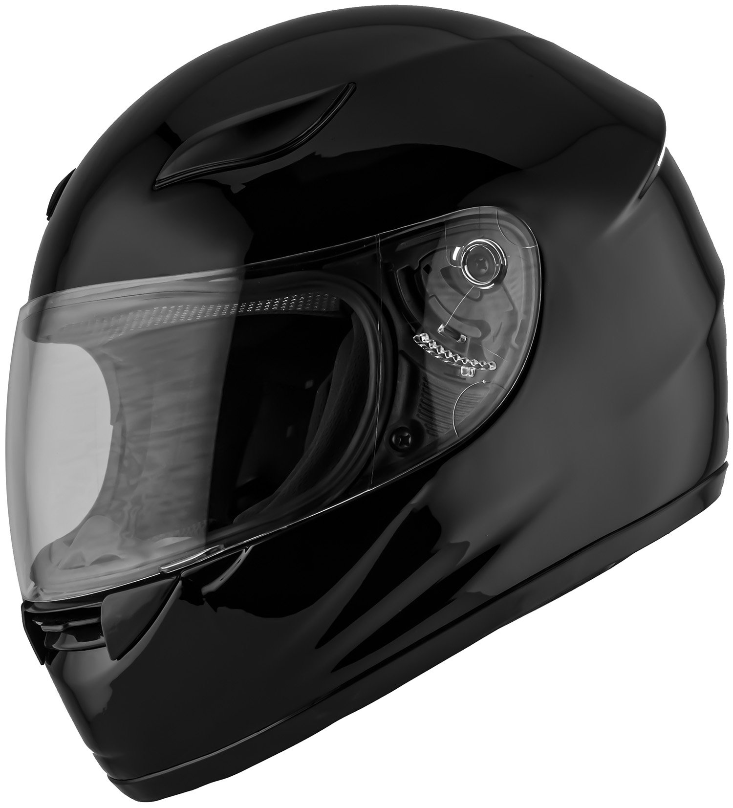 DK-110 Full Face Motorcycle Helmet Gloss Black - DOT Approved Safety Gear for Street Biking & Racing - Windproof & UV Protection for Men & Women Riders